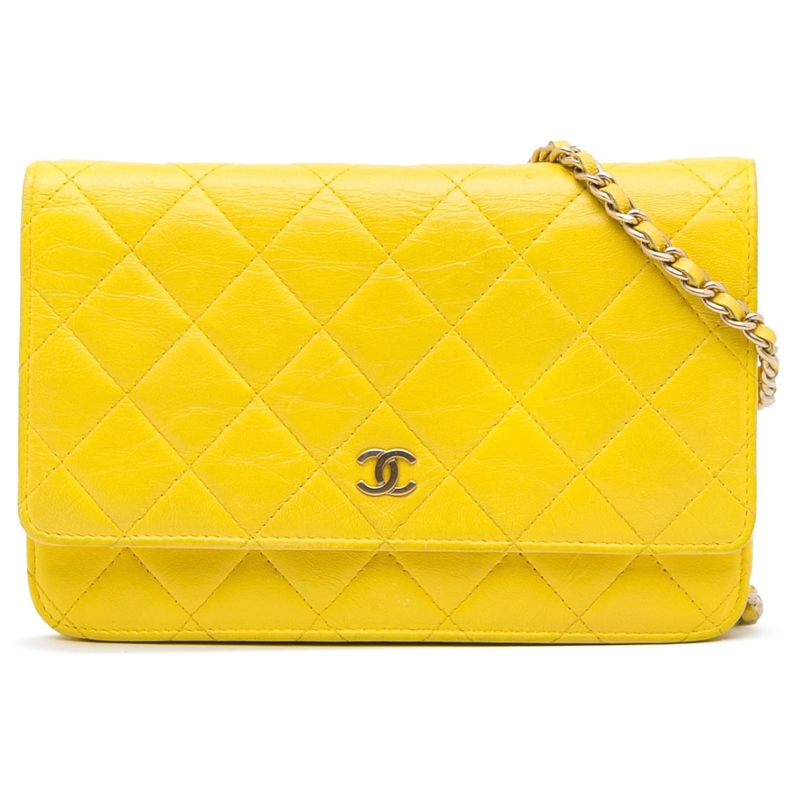 Chanel Yellow Classic Wallet on Chain Leather ref.958951 Joli Closet
