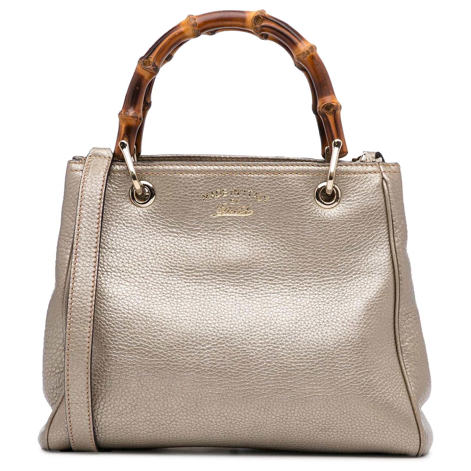 Gucci Gold Bamboo Shopper Mini Golden Leather Pony-style calfskin  ref.654591 - Joli Closet