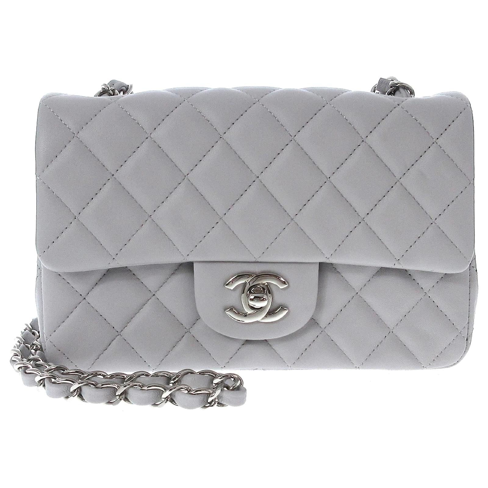 Chanel Lambskin Chevron Quilted Jumbo Classic Flap Shoulder Bag, Grey