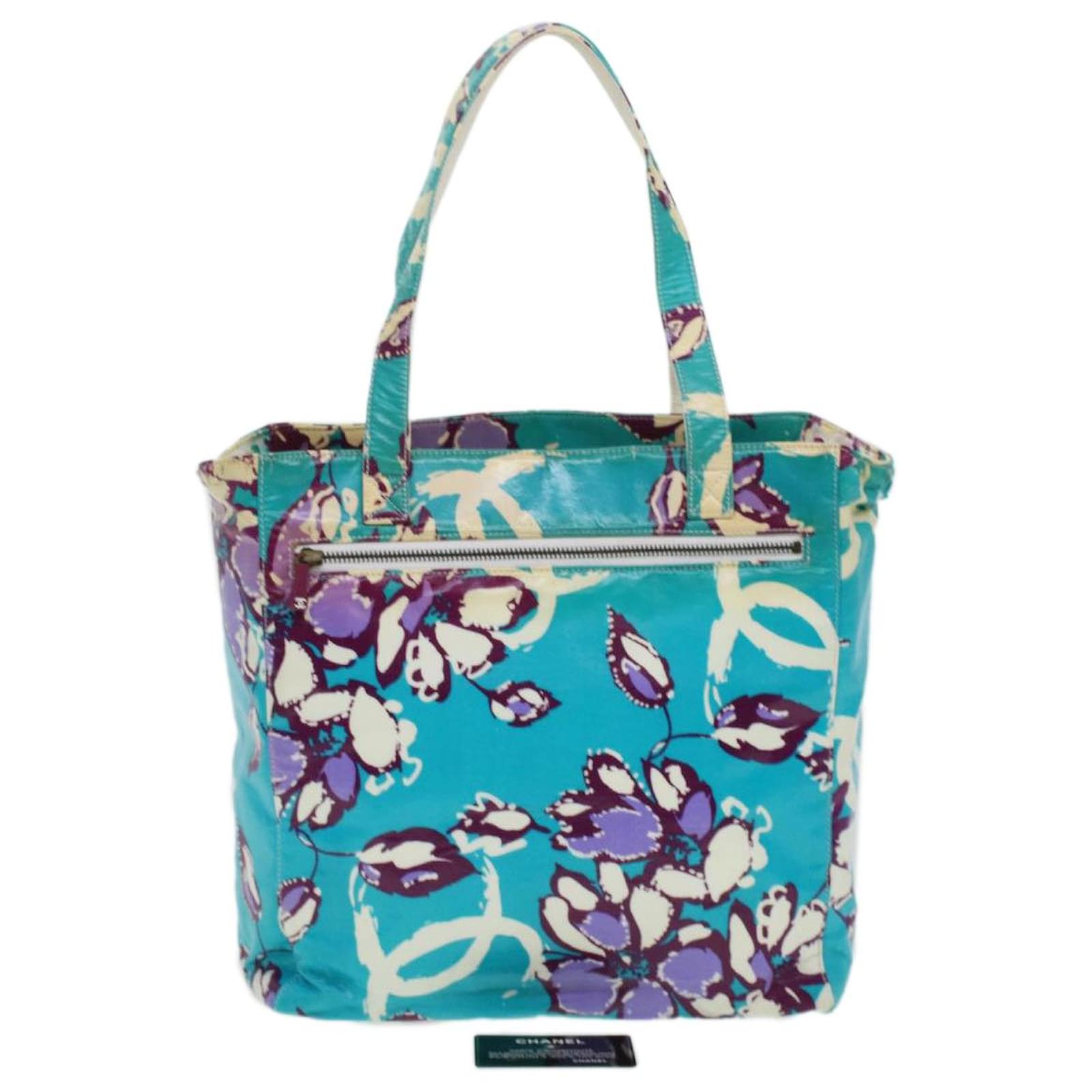 CHANEL Floral Tote Bag Coated Canvas Blue CC Auth bs5894 Cloth ref.959632 -  Joli Closet