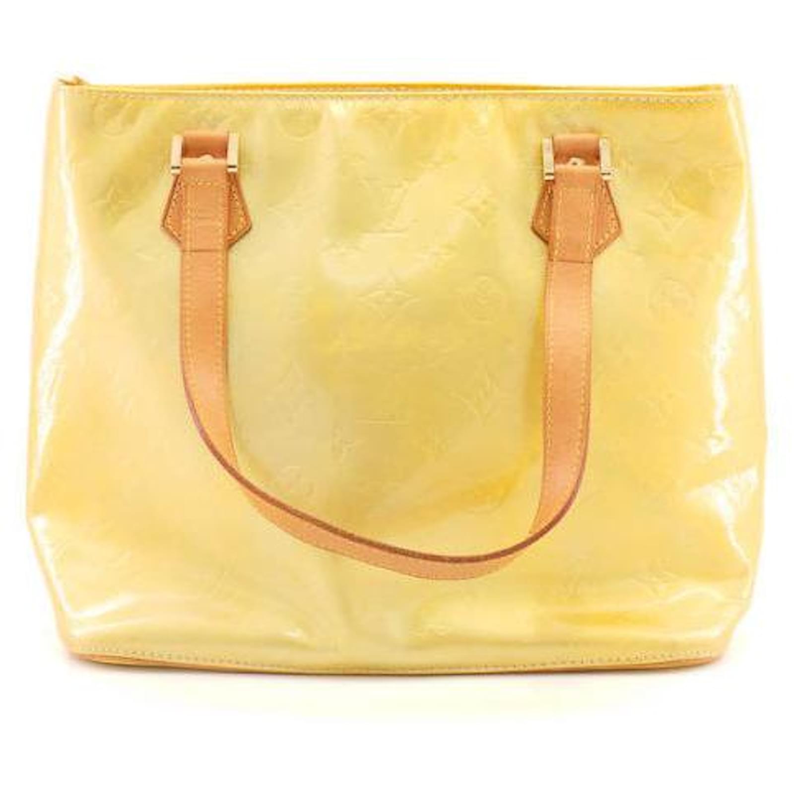 Houston patent leather handbag Louis Vuitton Yellow in Patent