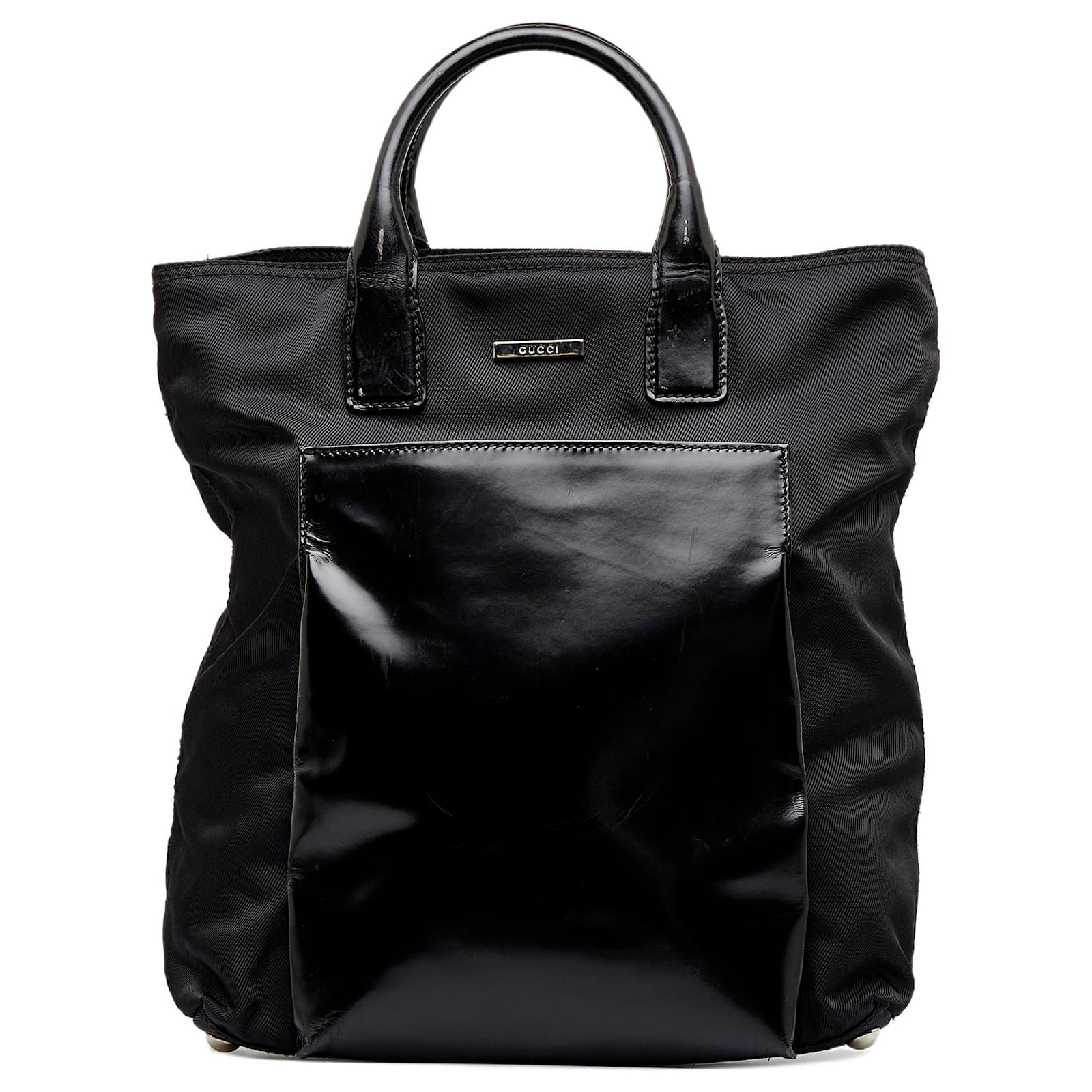 Top Handle Black Nylon Tote