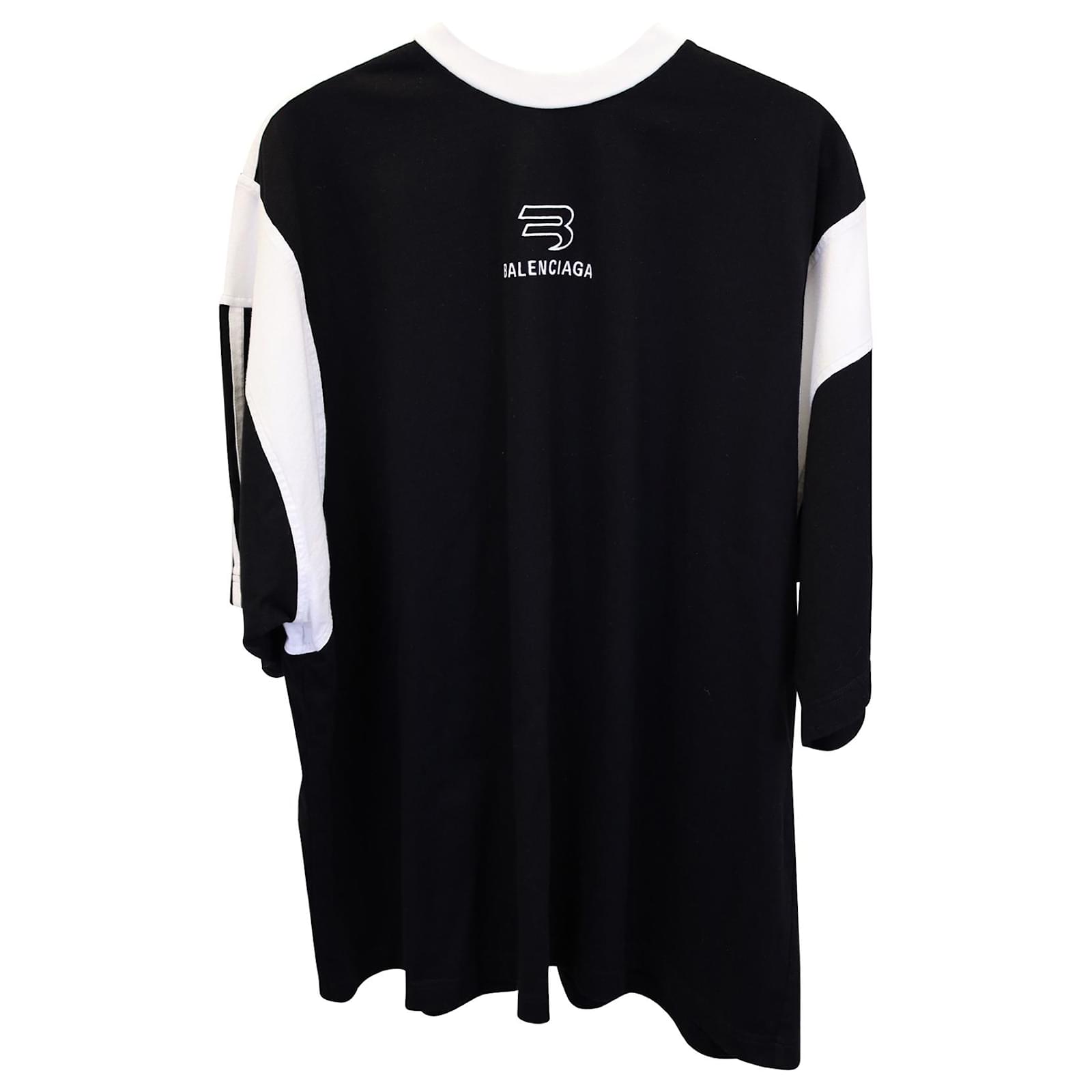 Balenciaga Boxy Sporty Logo T-shirt in Black and White