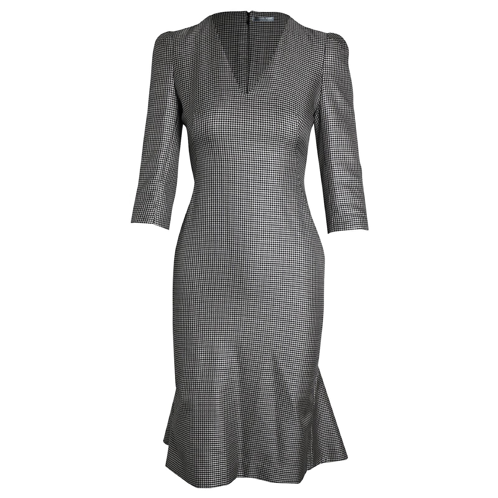 ワンピース MCQUEEN Houndstooth dress Alexander Mcqueen Houndstooth Dress - Black | Editorialist