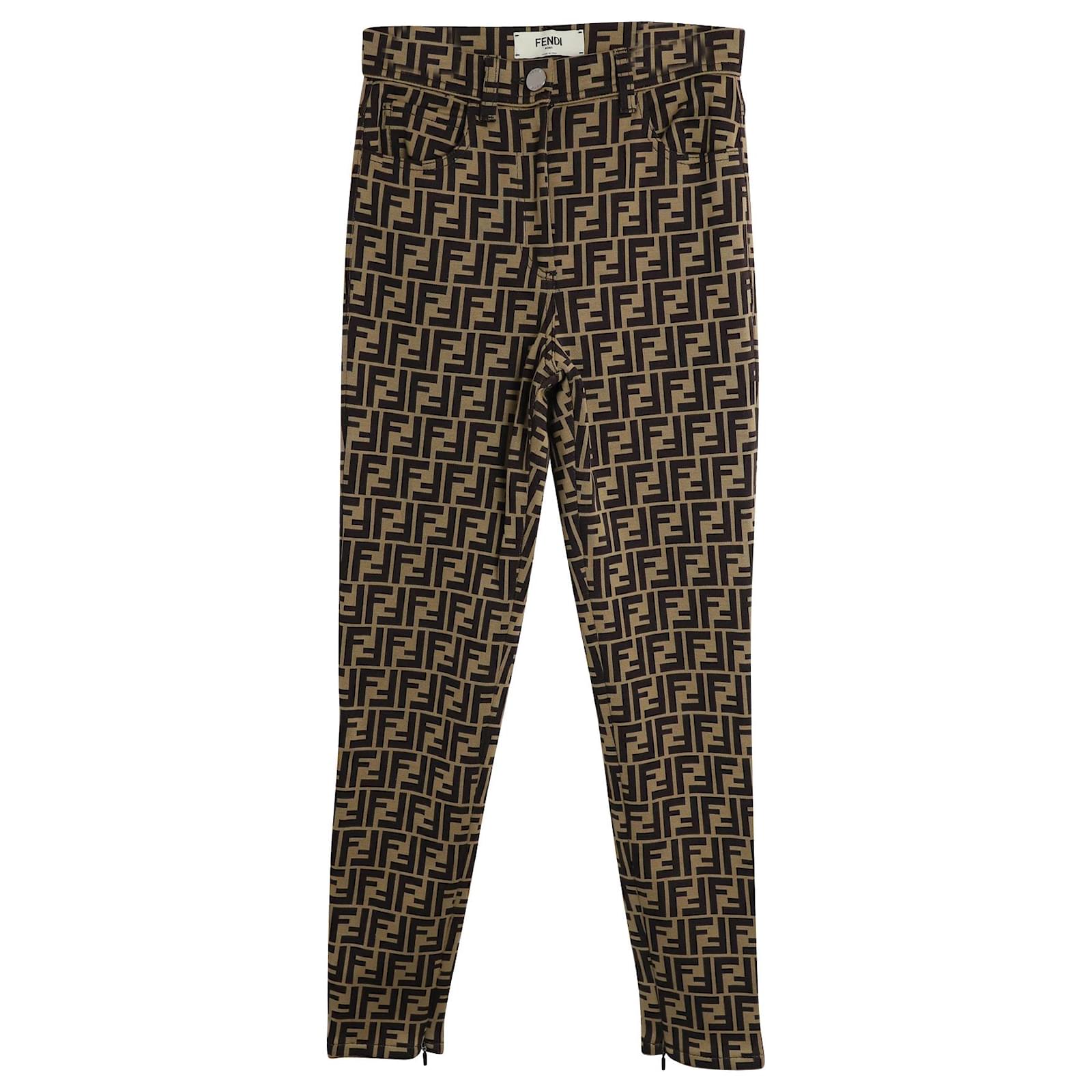 FENDI Zucca Pants Canvas Brown