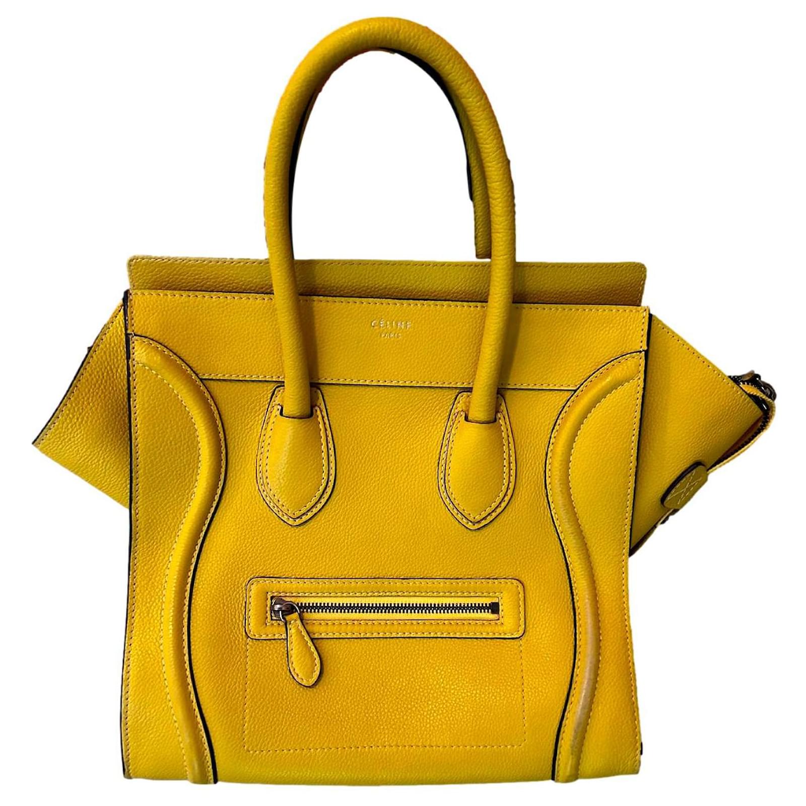 Yellow Celine Nano Luggage Leather Tote Bag
