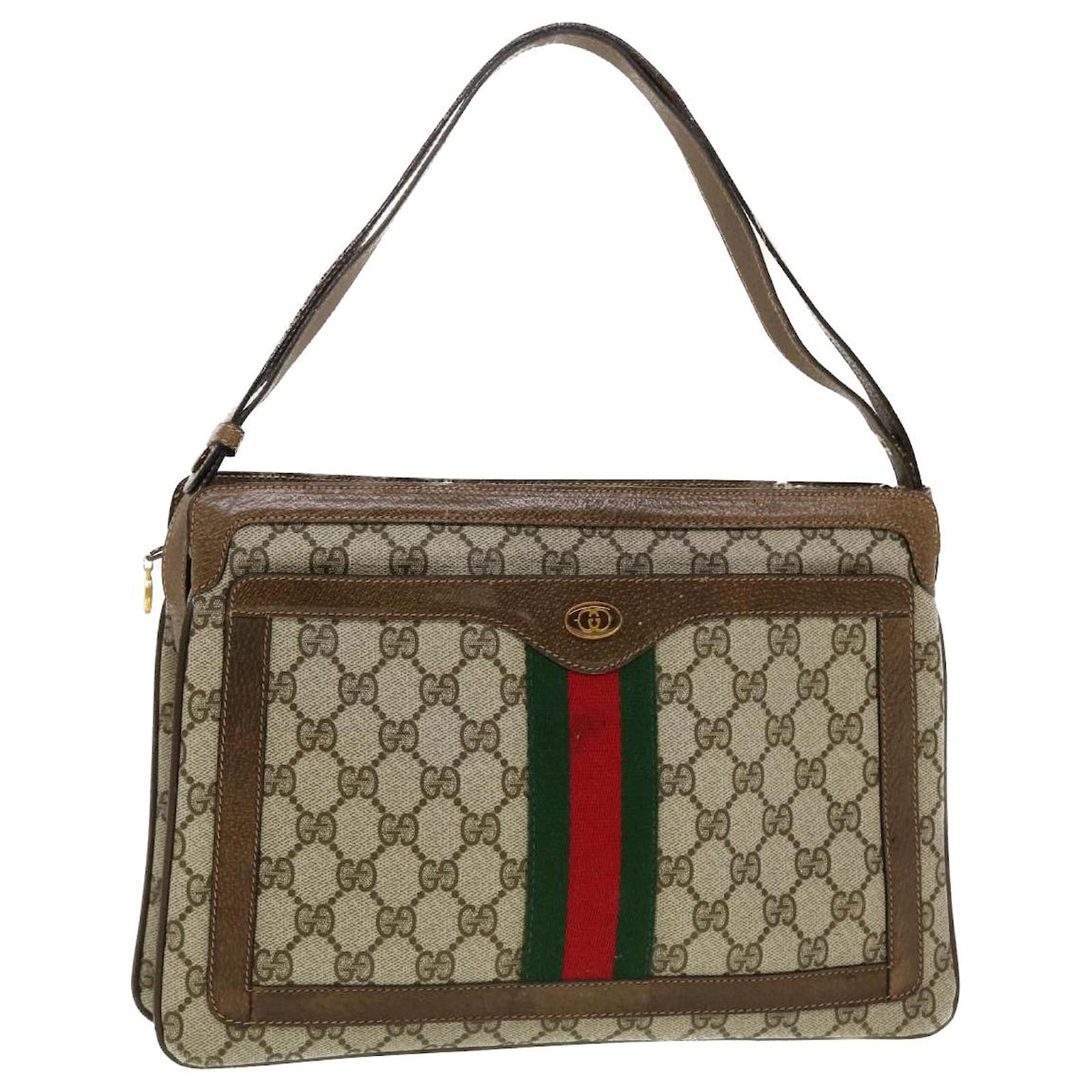 GUCCI GG Canvas Web Sherry Line Shoulder Bag Beige Red 41.02 GUCCI GG Canvas Web Sherry Line Shoulder Bag Beige Red 41.02
