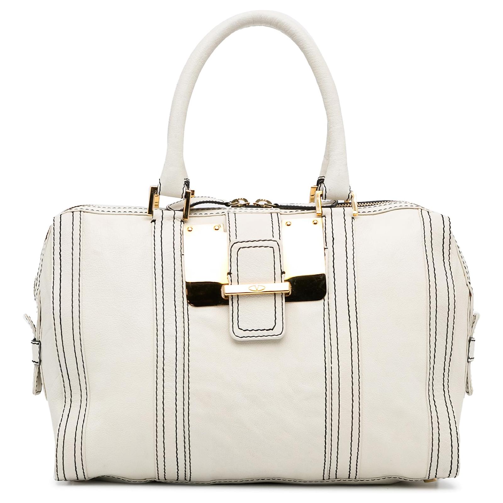 Valentino White Leather Boston Bag Pony-style calfskin ref.960738 ...