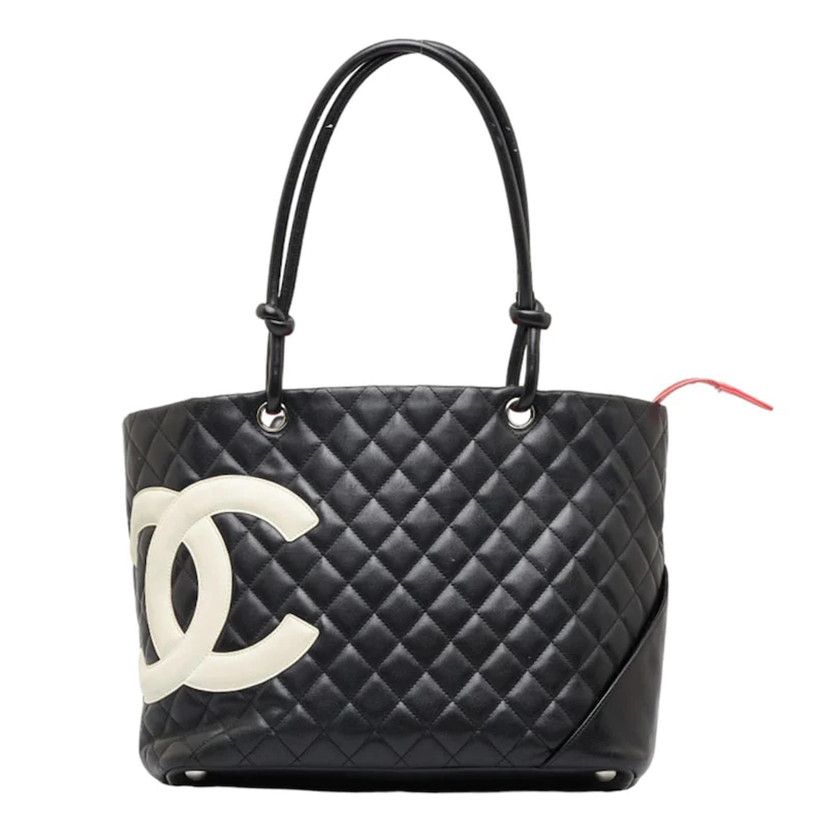 Chanel Cambon Ligne Tote Bag Black Leather Pony-style calfskin ref.961309 -  Joli Closet
