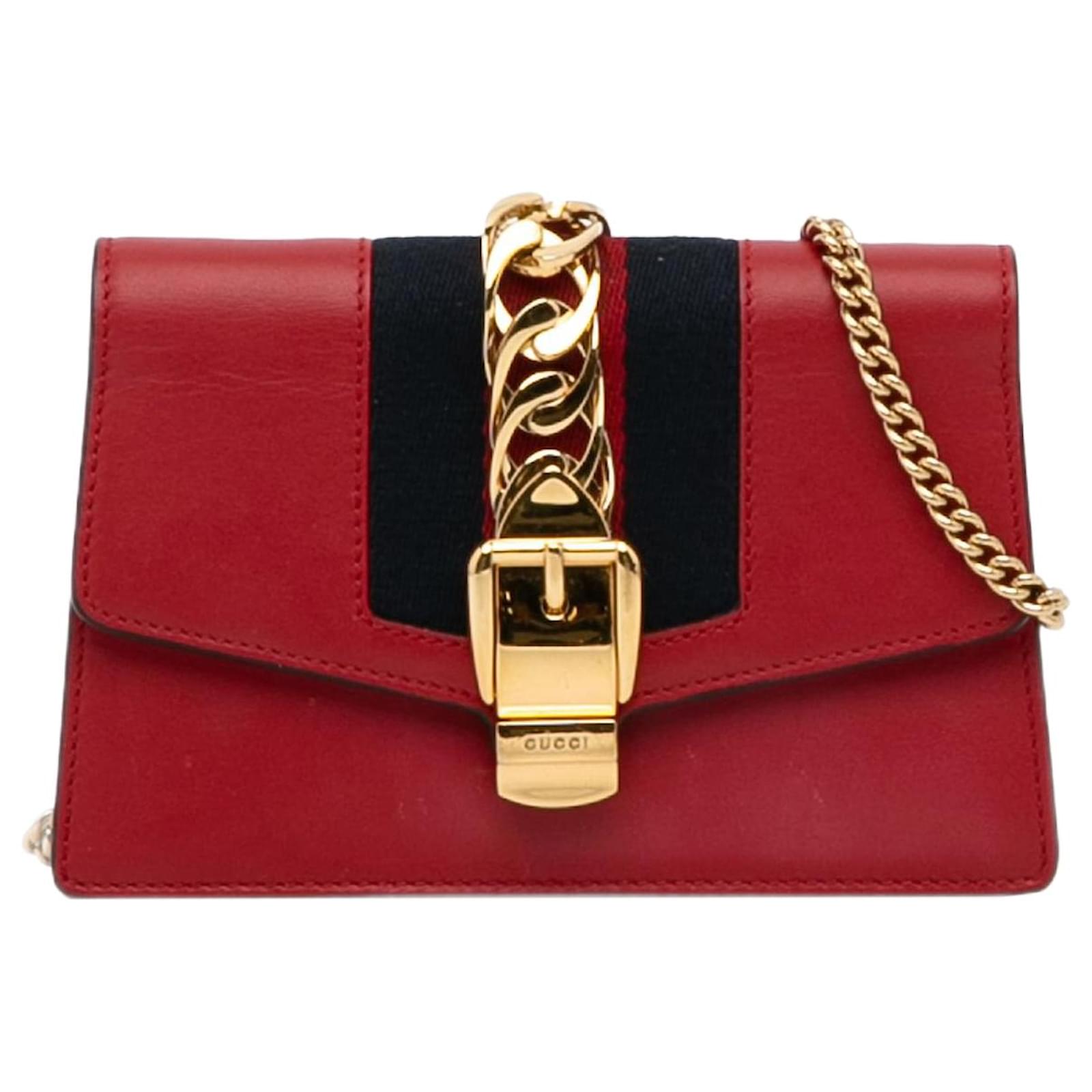 Gucci, Bags, Gucci Handbag Red With Gold Chains