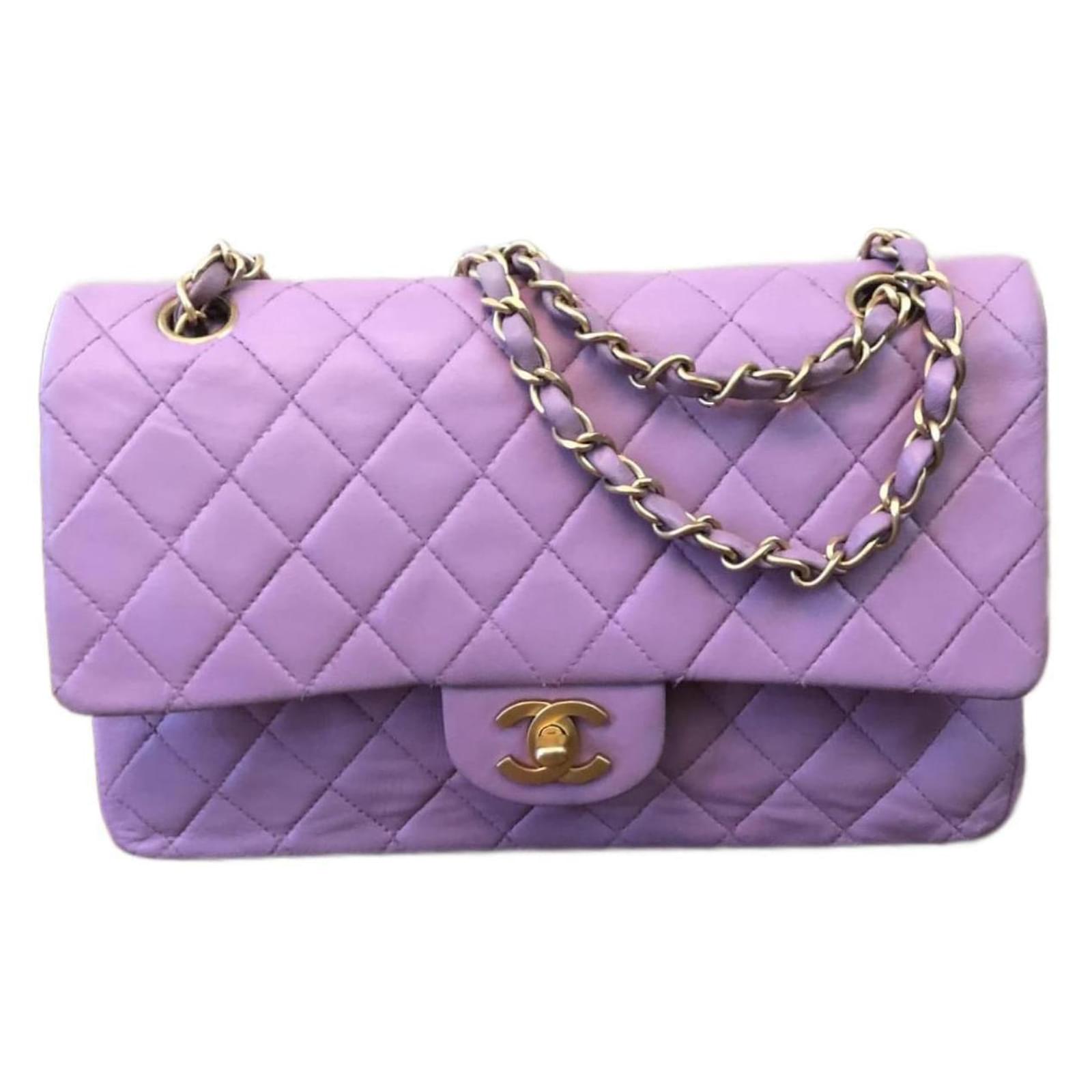 Stunning Chanel Quilted Lambskin Leather Lilac Light Purple