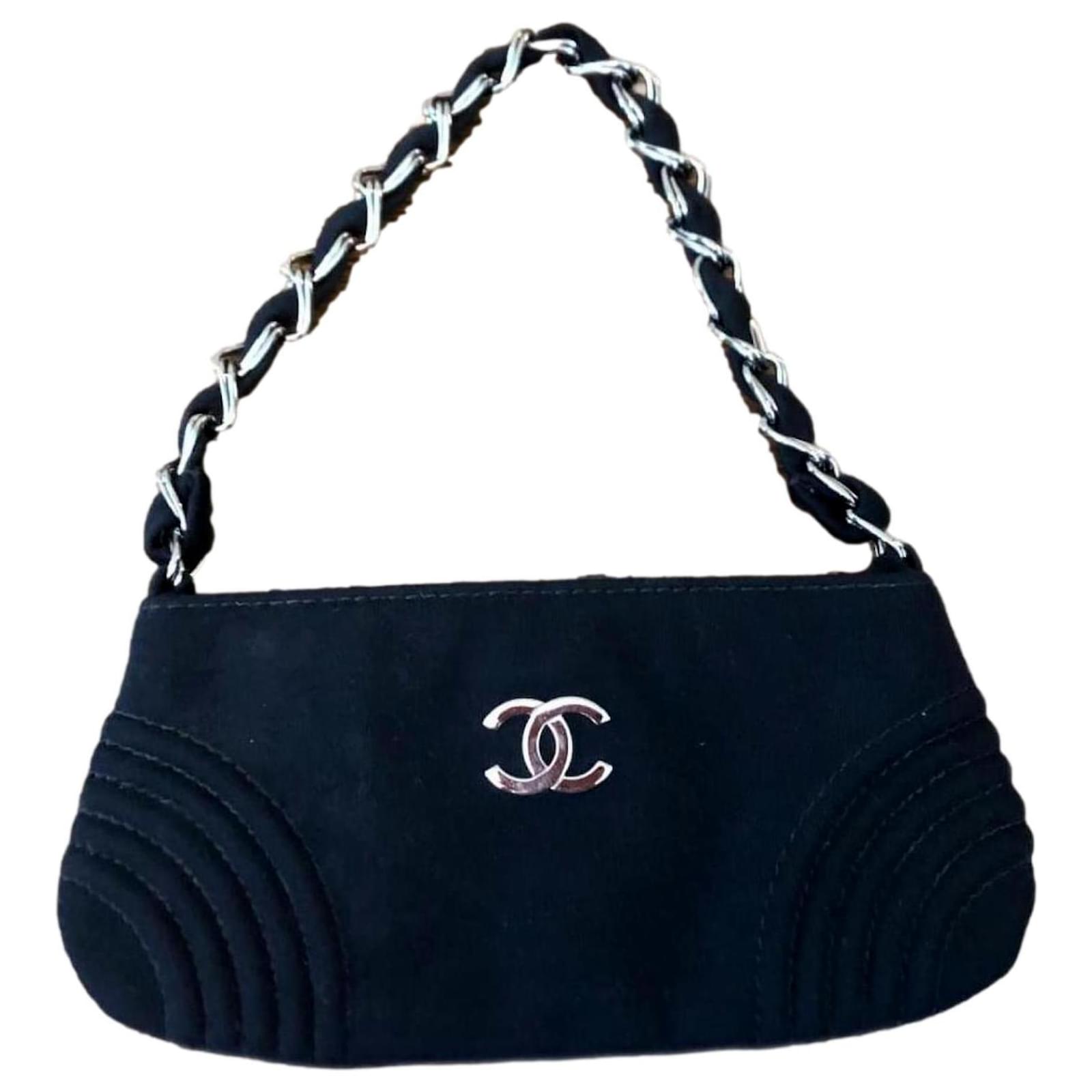 Chanel 2004/2005 jersey black cotton baguette small shoulder bag.  ref.961733 - Joli Closet