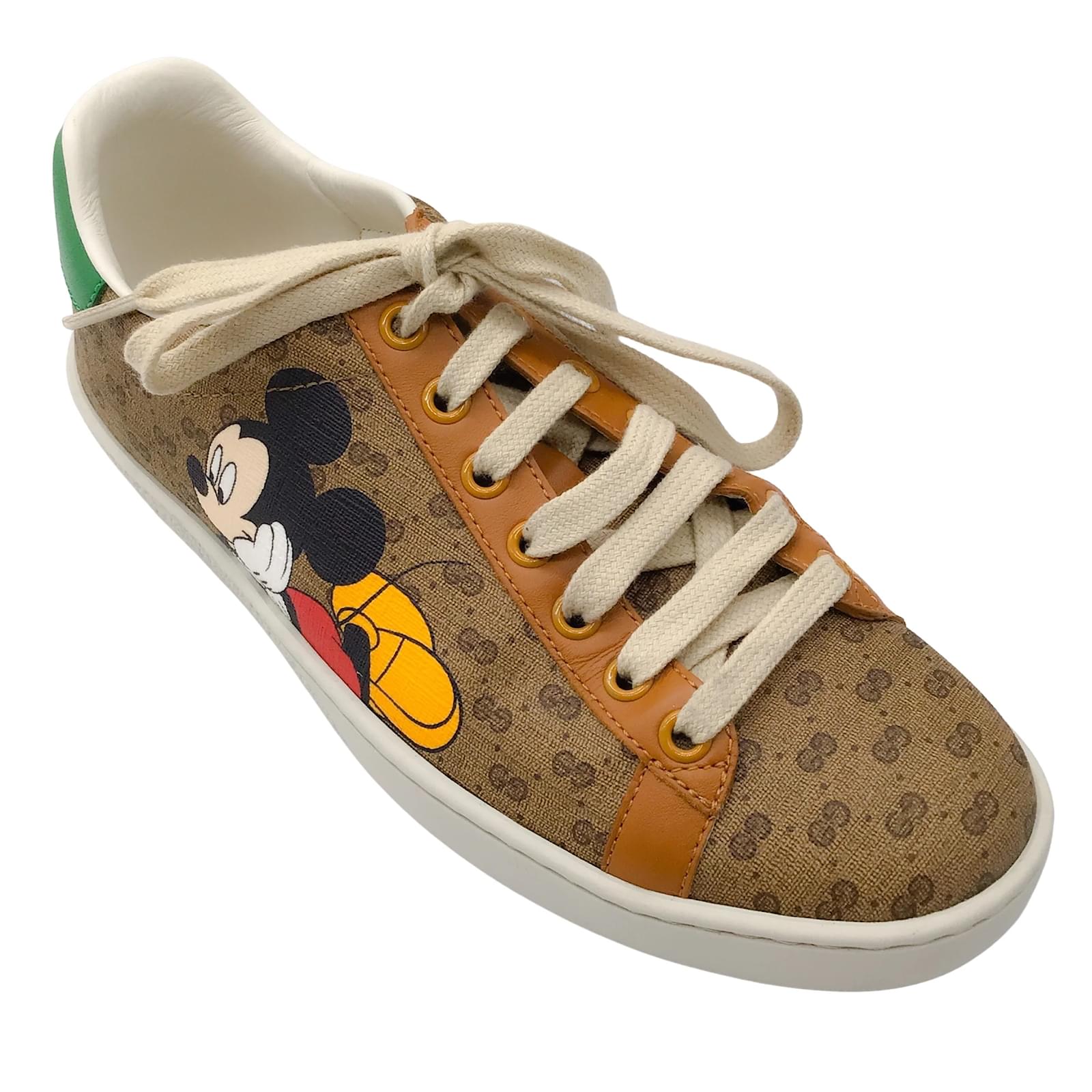 Gucci Natural Multi Ace x Disney Mickey Mouse GG Monogram Leather Trimmed  Coated Canvas Low Top Sneakers Multiple colors ref.961914 - Joli Closet