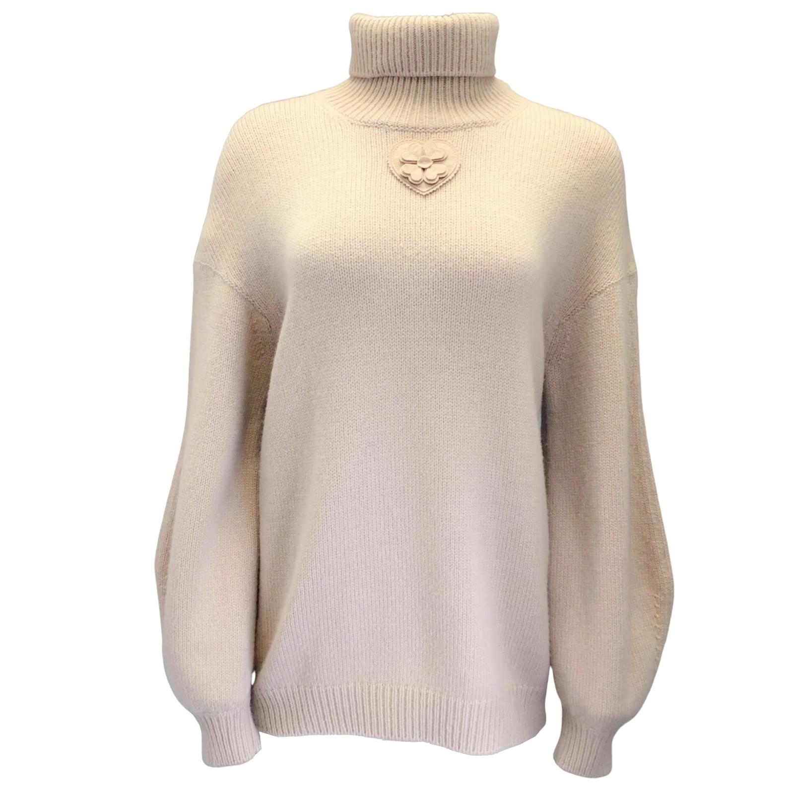 CHANEL Vintage 08A CC Logo Turtleneck Sweater Tops #38 Wool