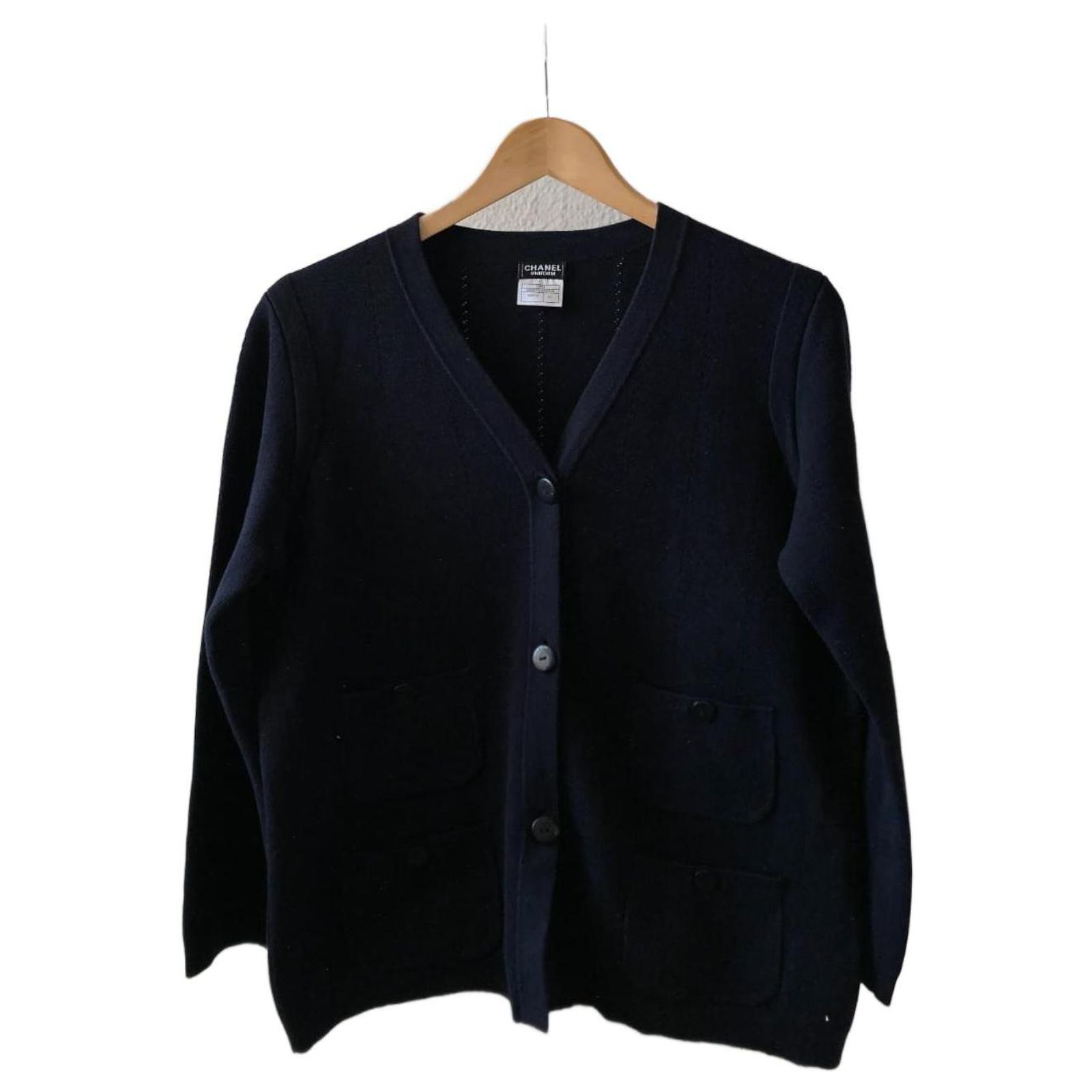 Chanel Uniform Cardigan Black Cotton ref.961999 - Joli Closet