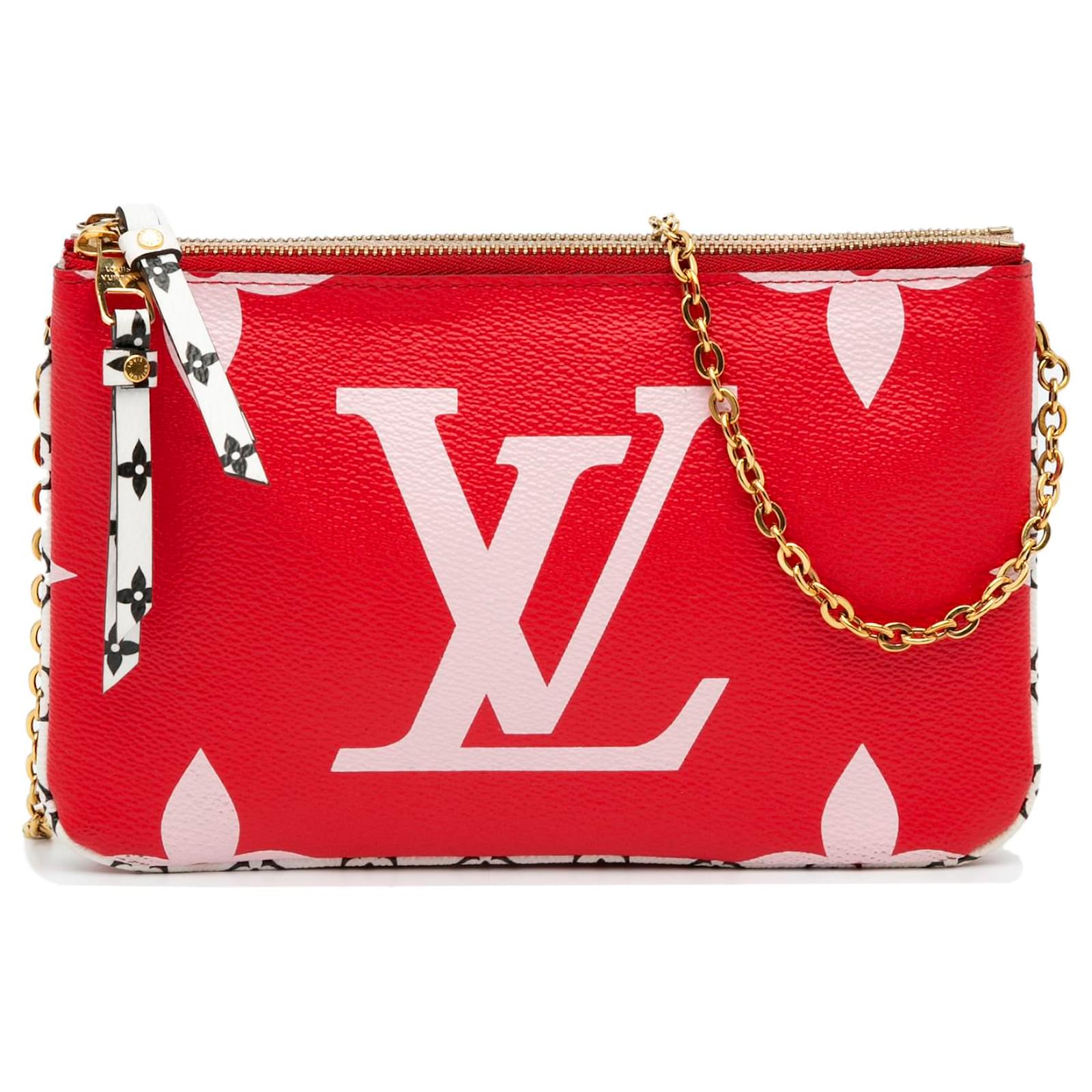 Louis Vuitton Red Monogram Giant Double Zip Pochette Cloth ref