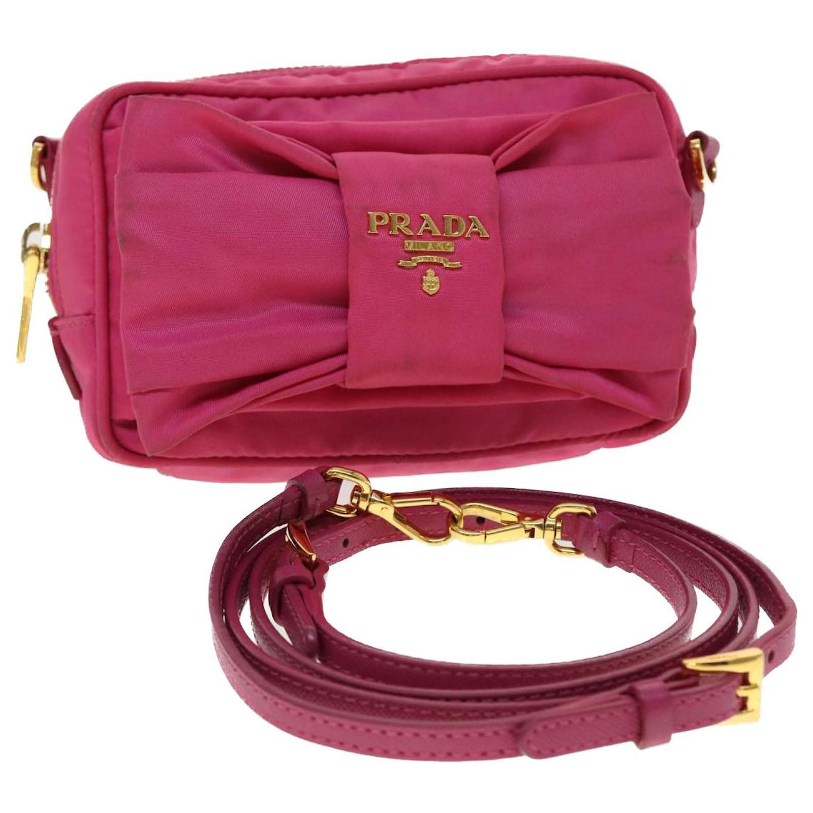 PRADA Ribbon Shoulder Bag Nylon Leather Pink Auth 45287 ref.962362 - Joli  Closet