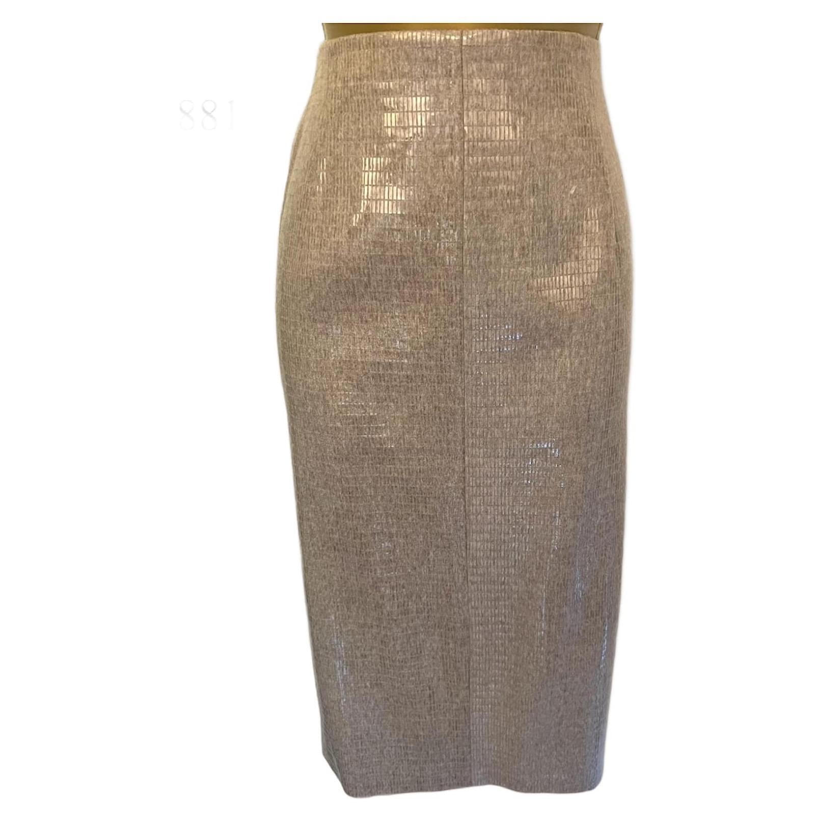 Cerruti 1881 Womens Vintage Oatmeal Wool Cashmere Pencil Skirt UK