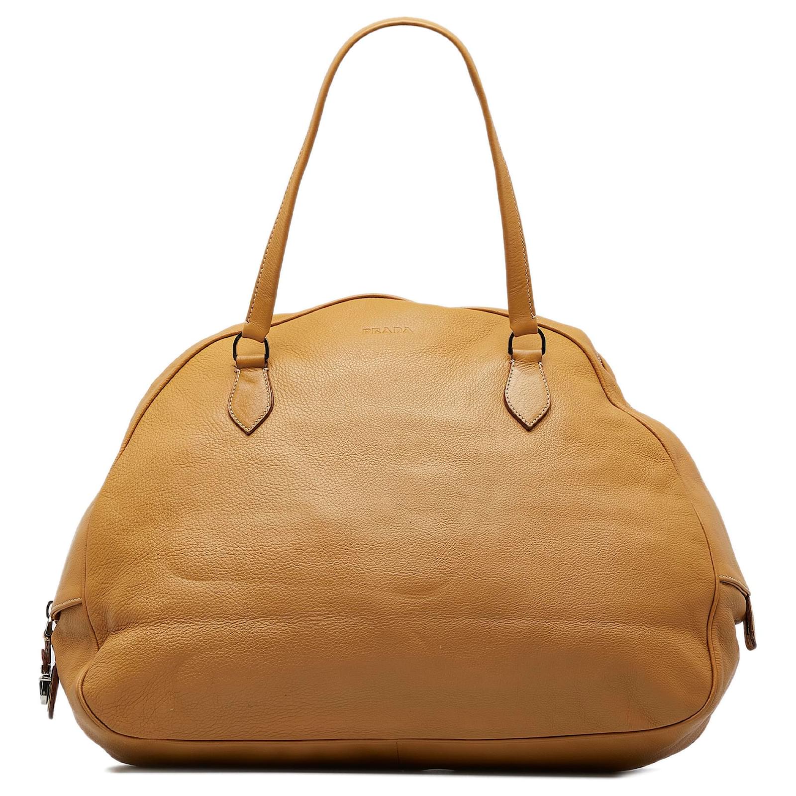 Prada Brown Leather Dome Bag Light brown Pony-style calfskin ref.963184 ...