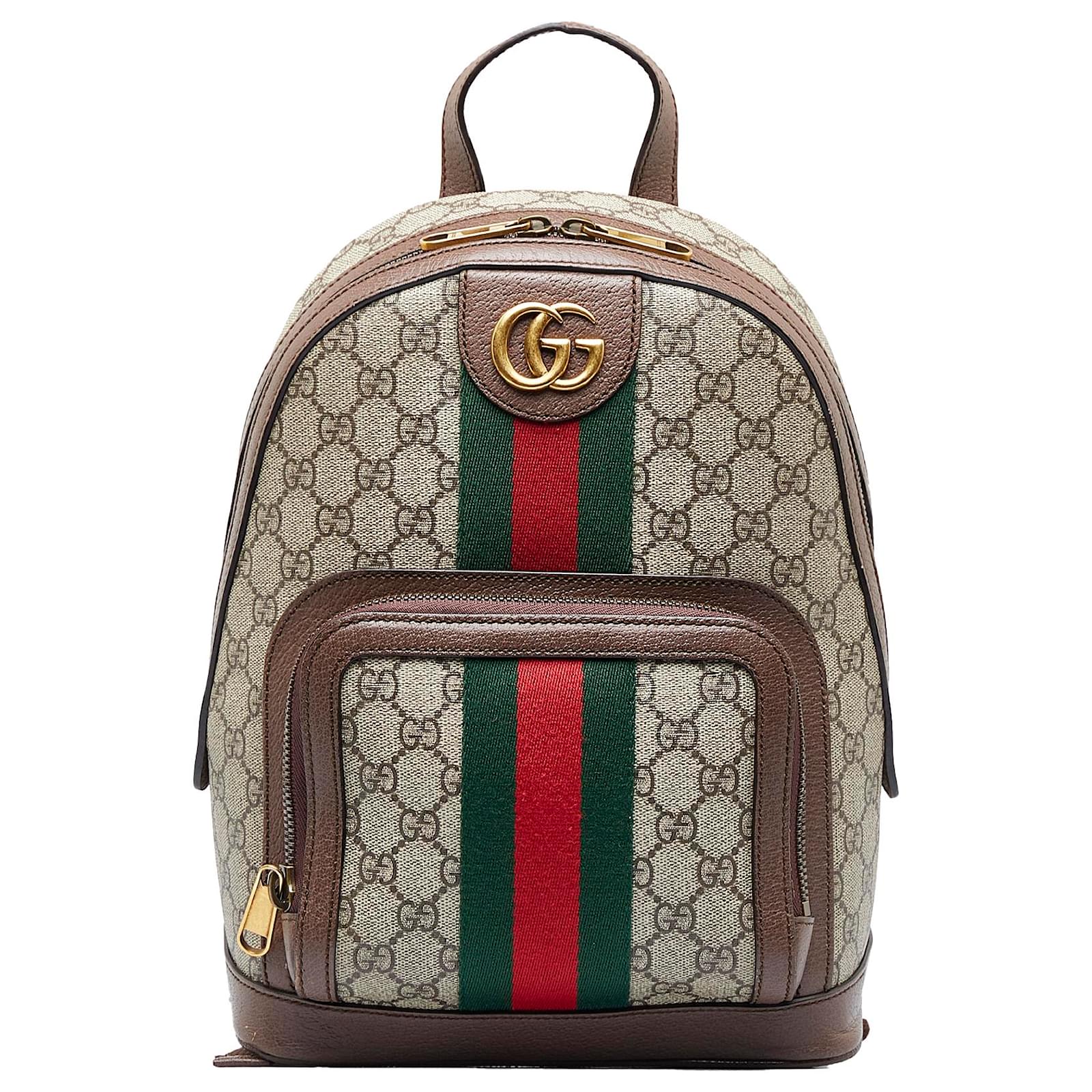 GUCCI Ophidia GG Supreme Coated Canvas Brown Leather Small