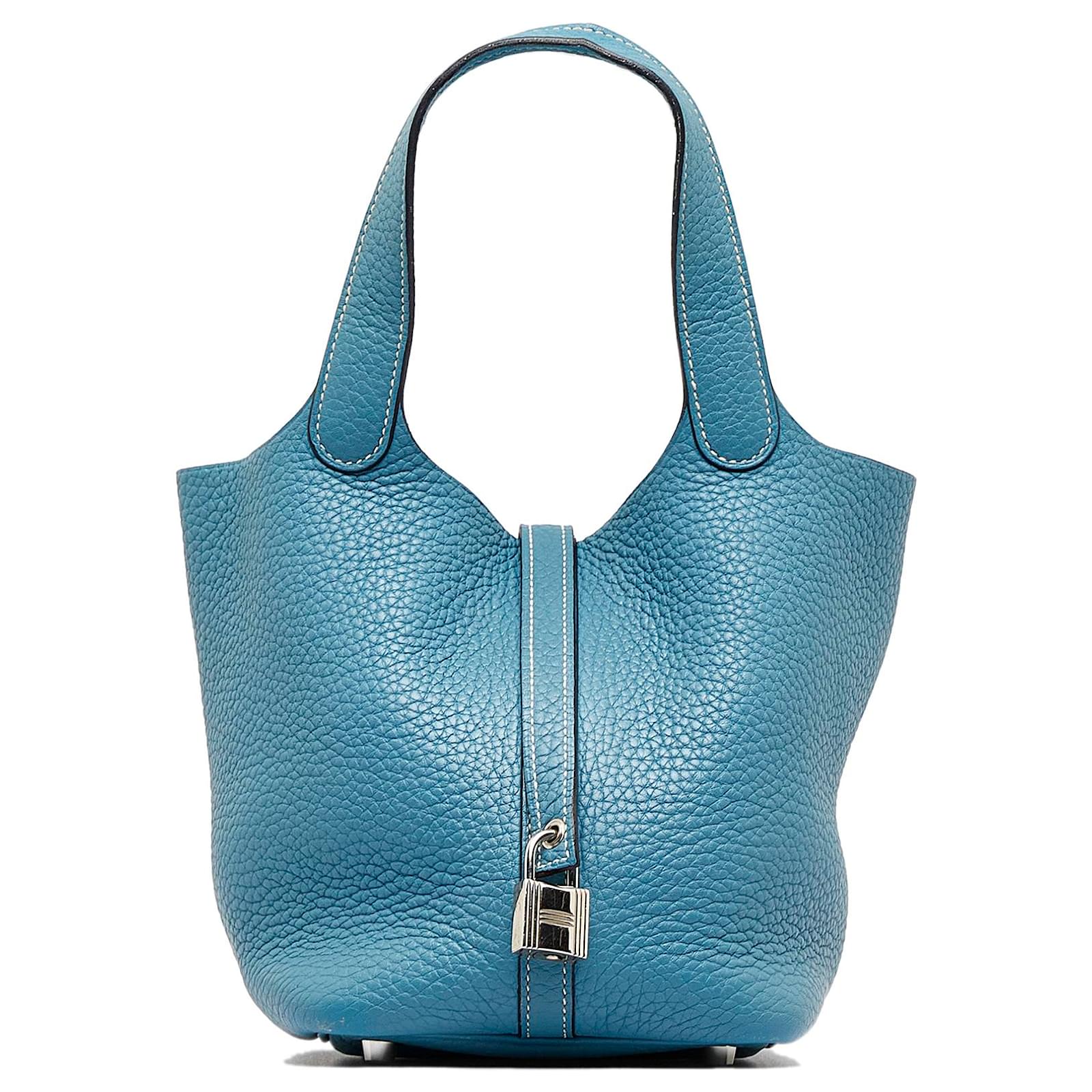 Hermès Hermes Blue Clemence Picotin Lock 18 Turquoise Leather Pony ...