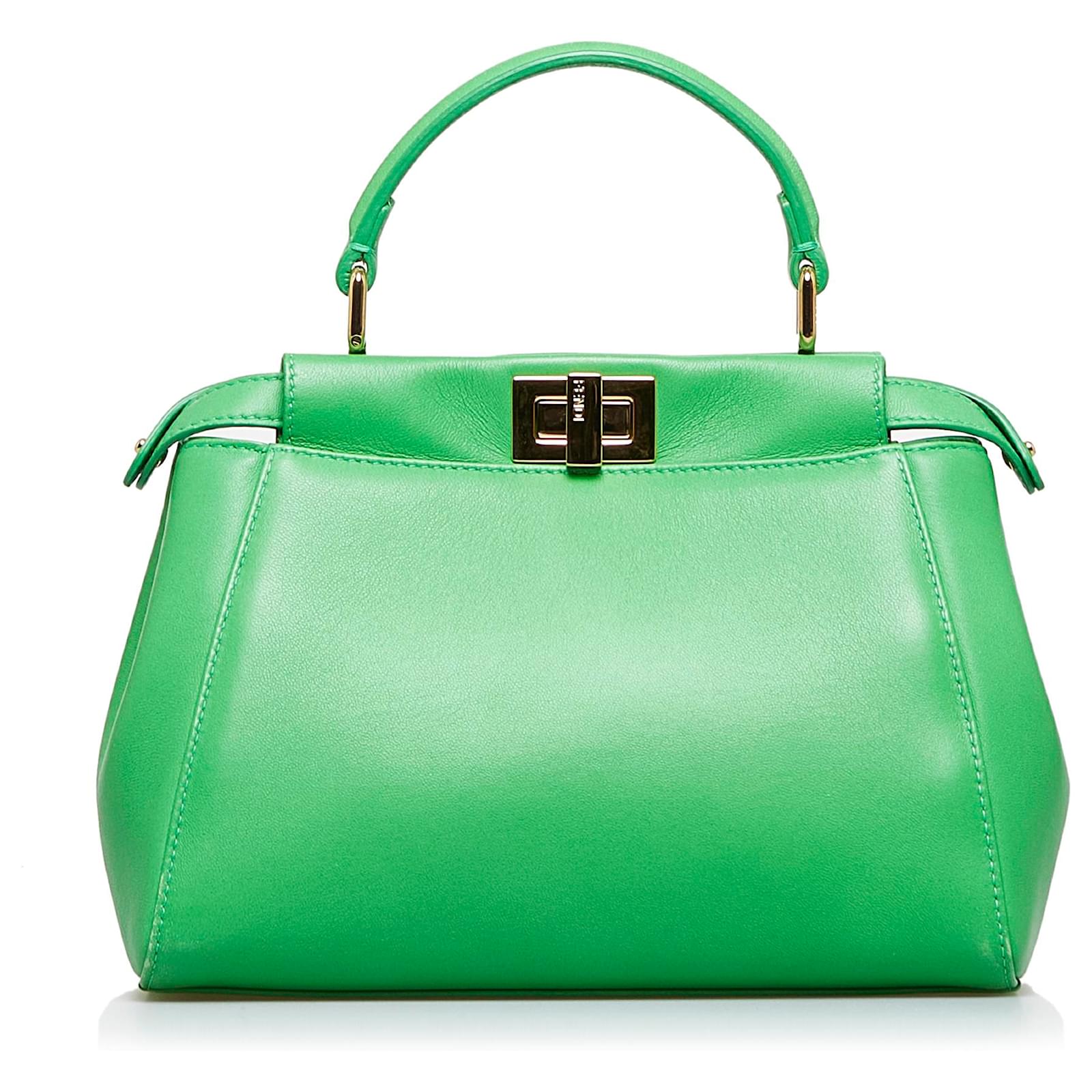 Fendi Green Mini Peekaboo Satchel Grun Leder Kalbahnliches Kalb ref.963257 Joli Closet