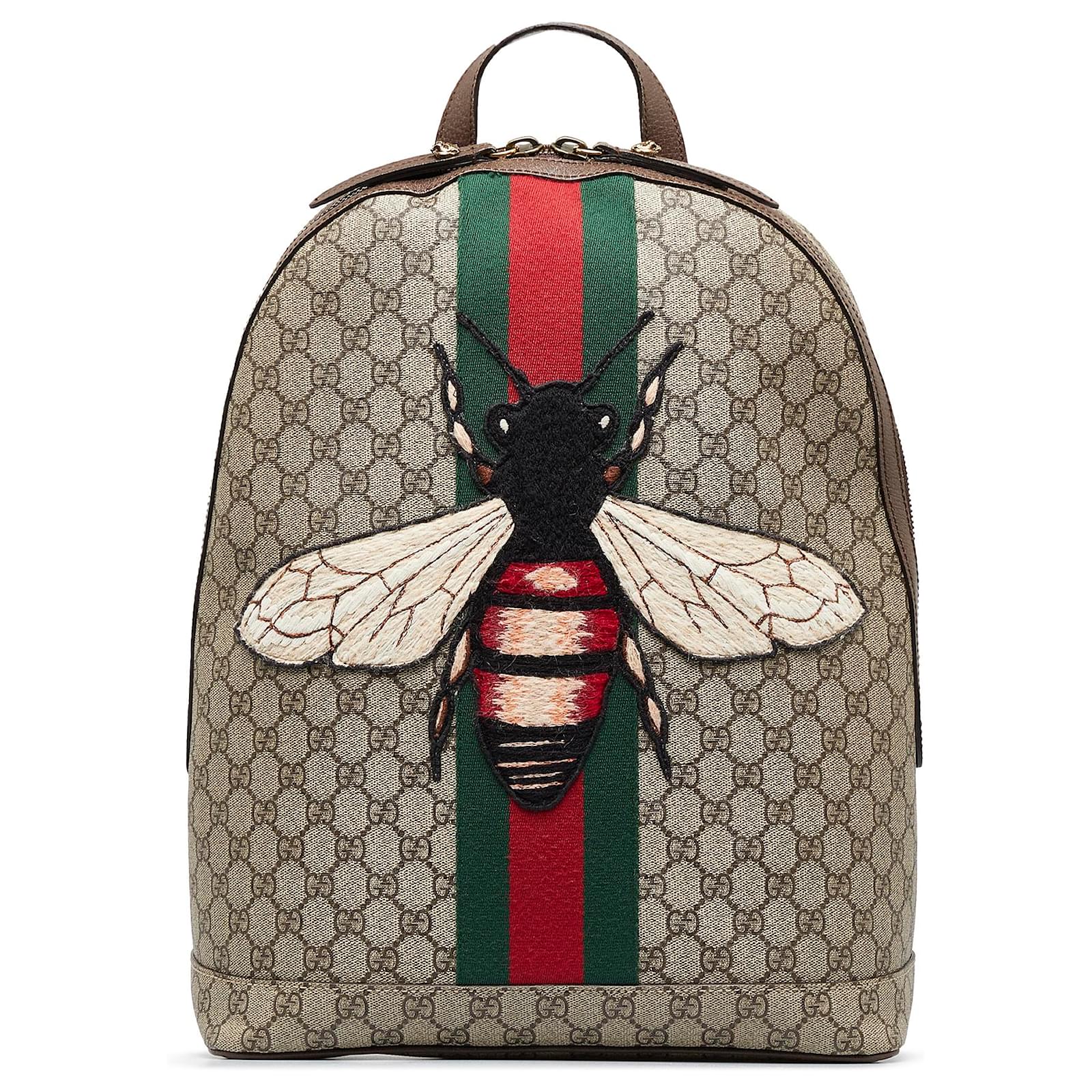 Gucci Beige/Red GG Supreme Canvas and Leather Mystic Cat