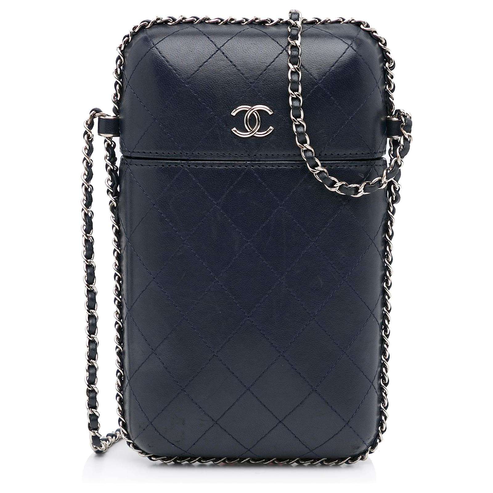 Chanel Chain Around Phone Holder Box Crossbody Quilted Lambskin at