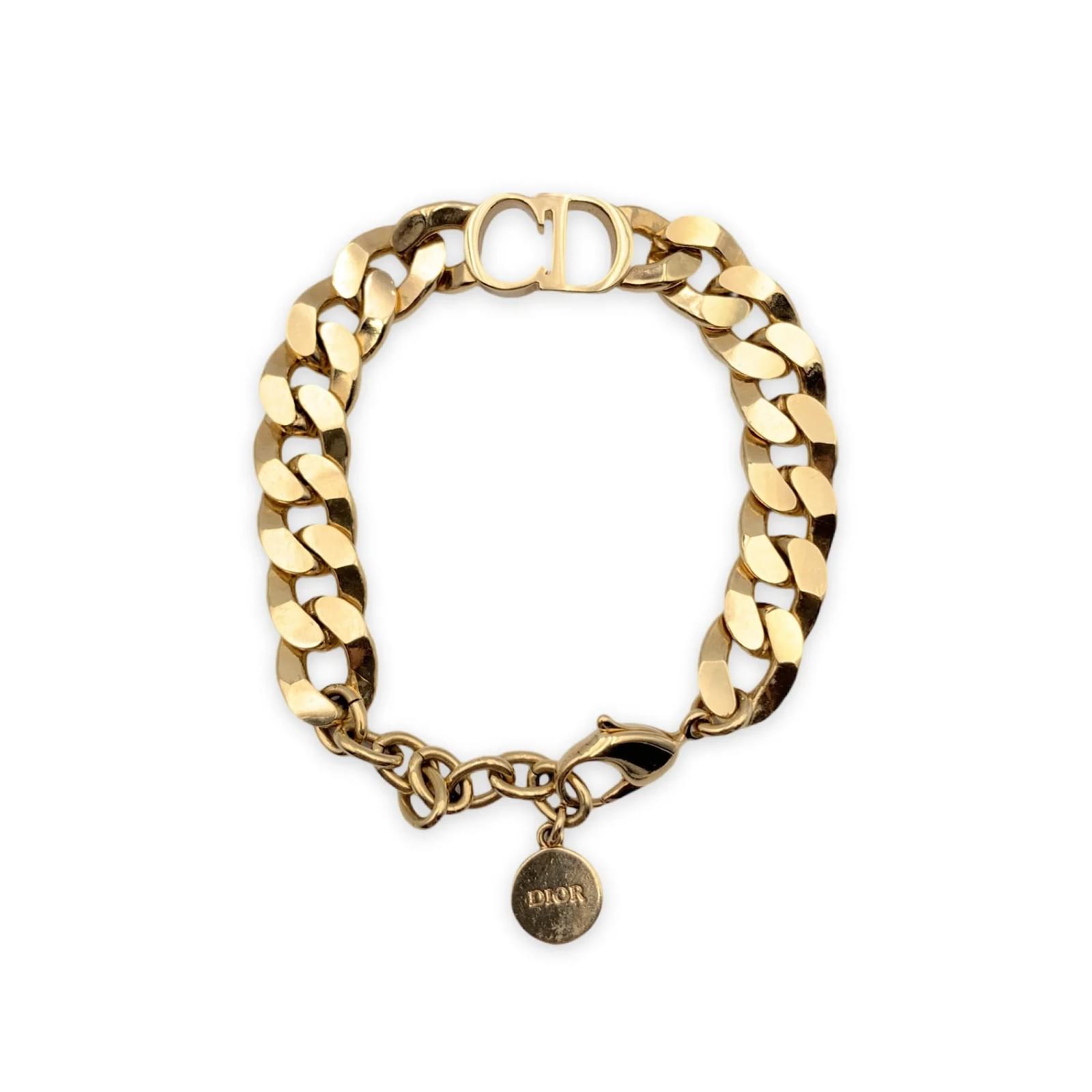 Christian Dior Gold Metal CD Danseuse Etoile Chain Bracelet Golden ref ...