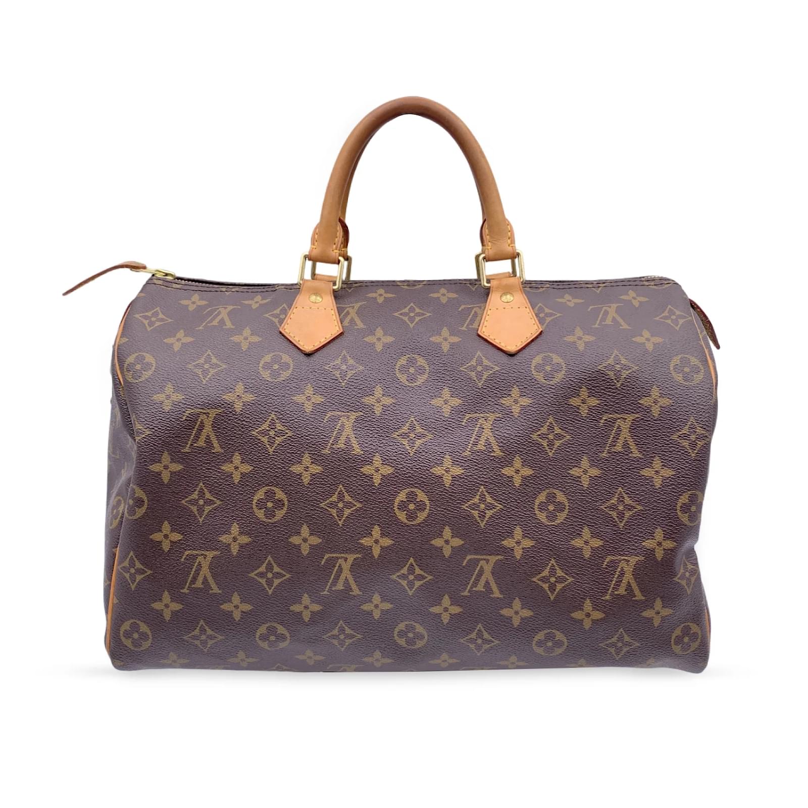 Louis Vuitton Monogram Canvas Speedy 35 Top Handle Bag M41524 Brown Cloth  ref.963655 - Joli Closet