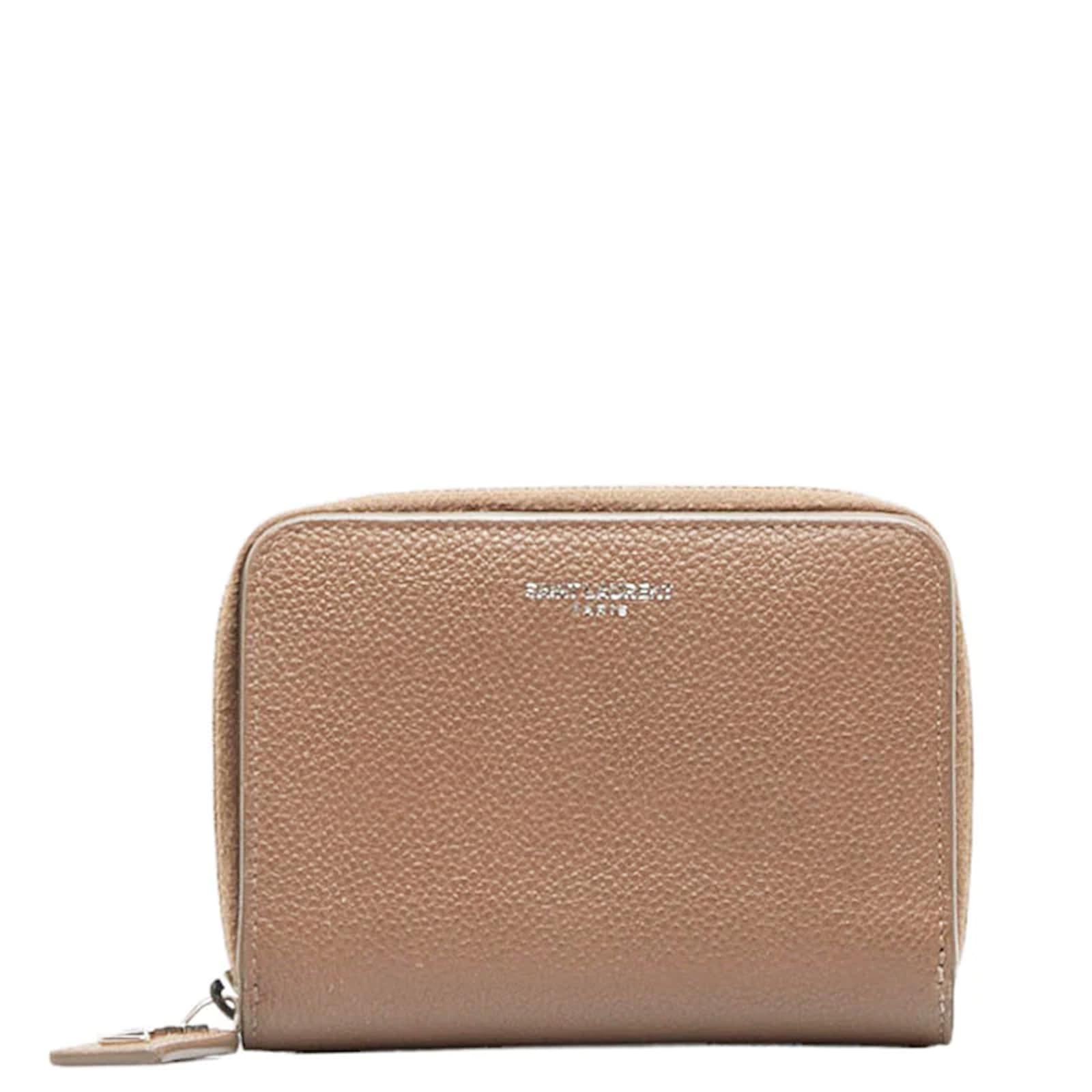 Yves Saint Laurent Tan Leather Zip Around Wallet Yves Saint Laurent