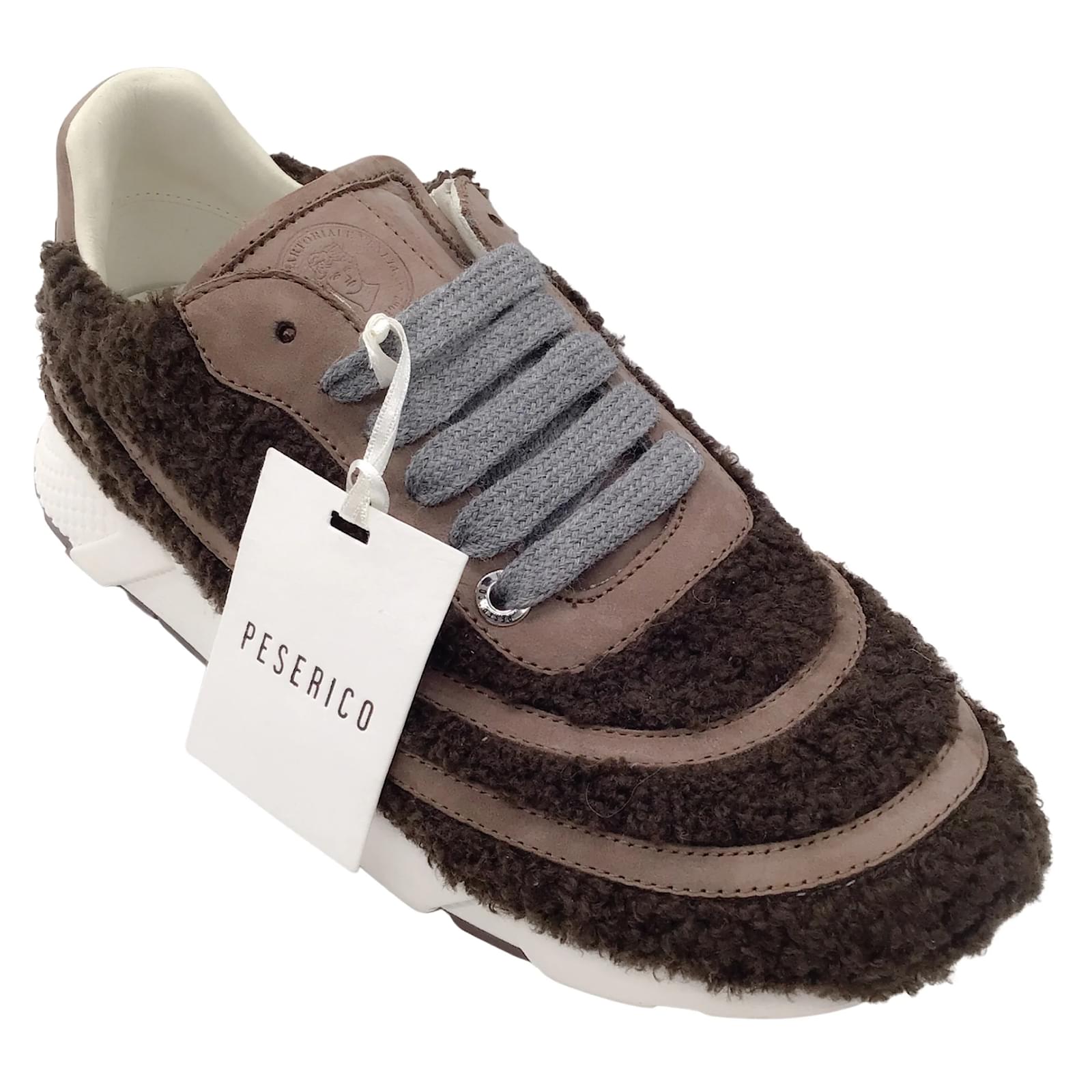 Peserico Taupe / Brown Suede and Shearling Low-Top Sneakers ref.964199 ...