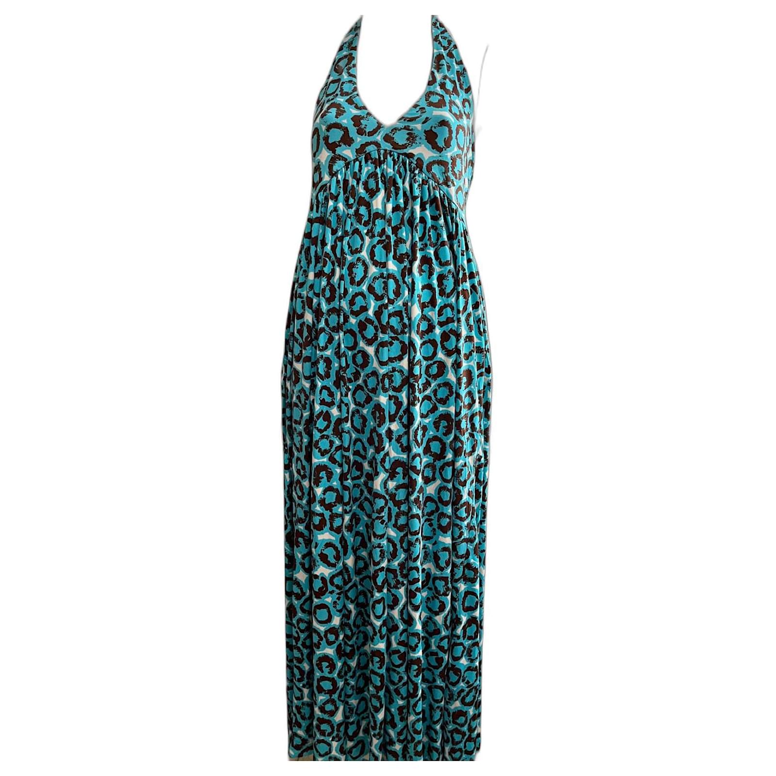 Diane Von Furstenberg DvF Franz maxi silk dress in turquoise and  multicolour Multiple colors ref.964711 - Joli Closet
