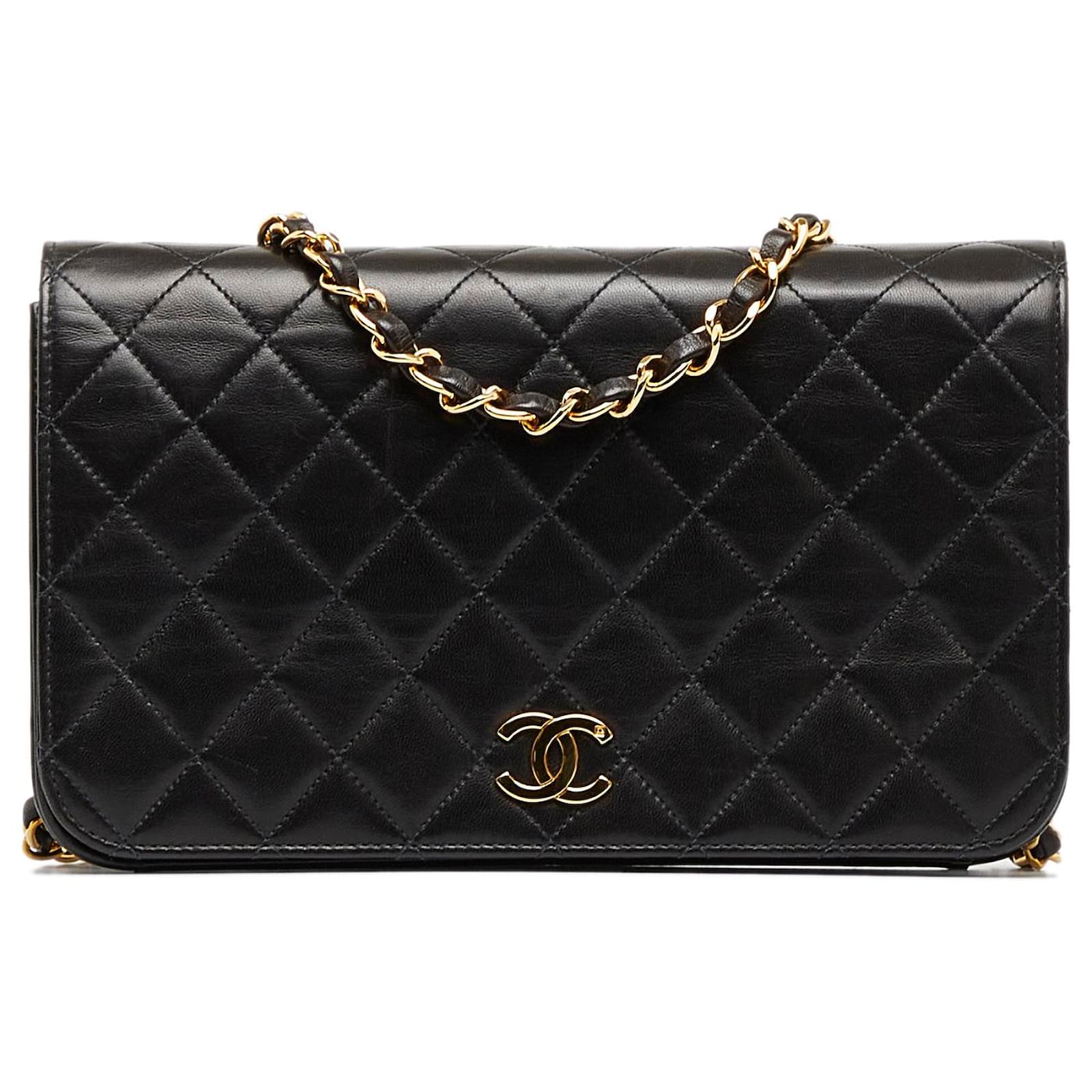 Chanel Black Matelasse Lambskin Leather Wallet On Chain ref.964745 - Joli  Closet