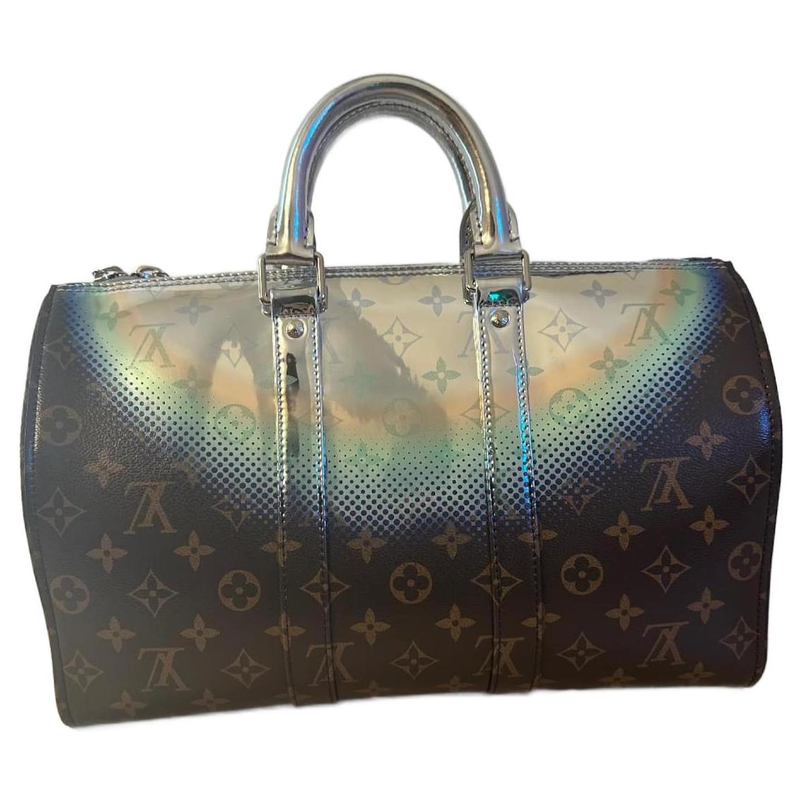 Louis Vuitton keepall 35 Nebula Brown Silvery Leather Cloth ref