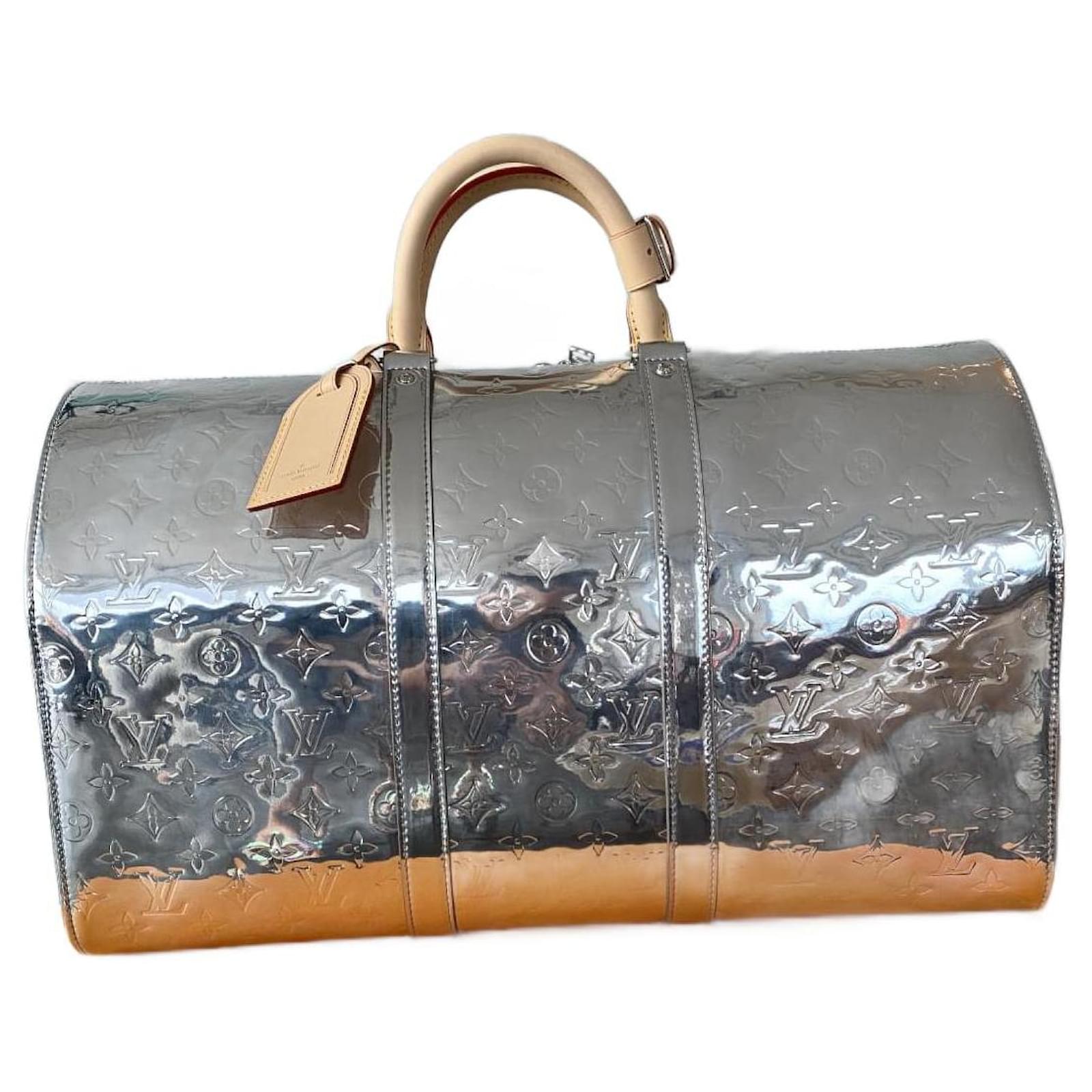 Louis Vuitton Keepall Bandouliere 50 Silver Mirror Monogram Weekend Travel  Bag