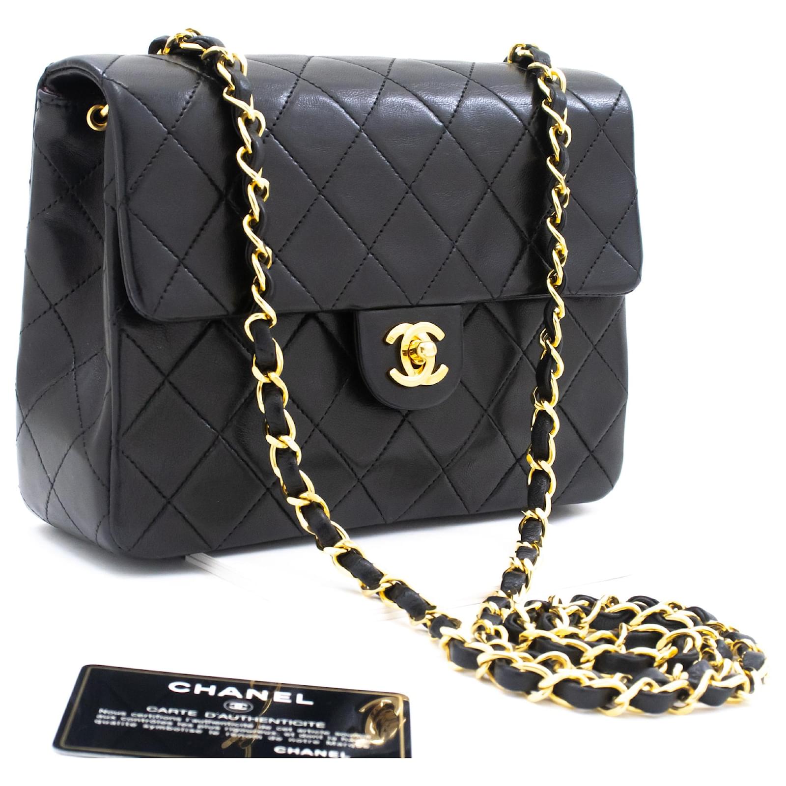 Chanel Black Caviar Leather Quilted Square Mini Crossbody Flap Bag