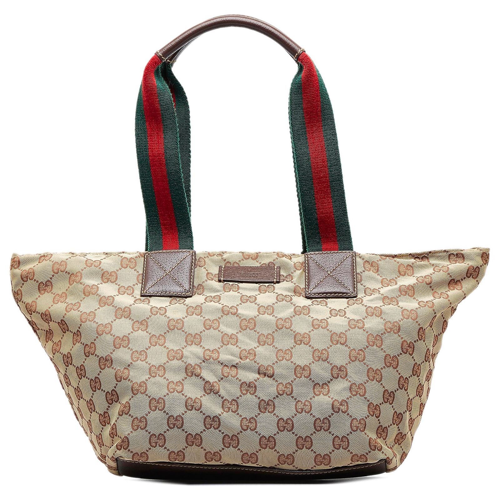 Gucci Brown GG Canvas Web Tote Multiple colors Beige Cloth Cloth ref ...