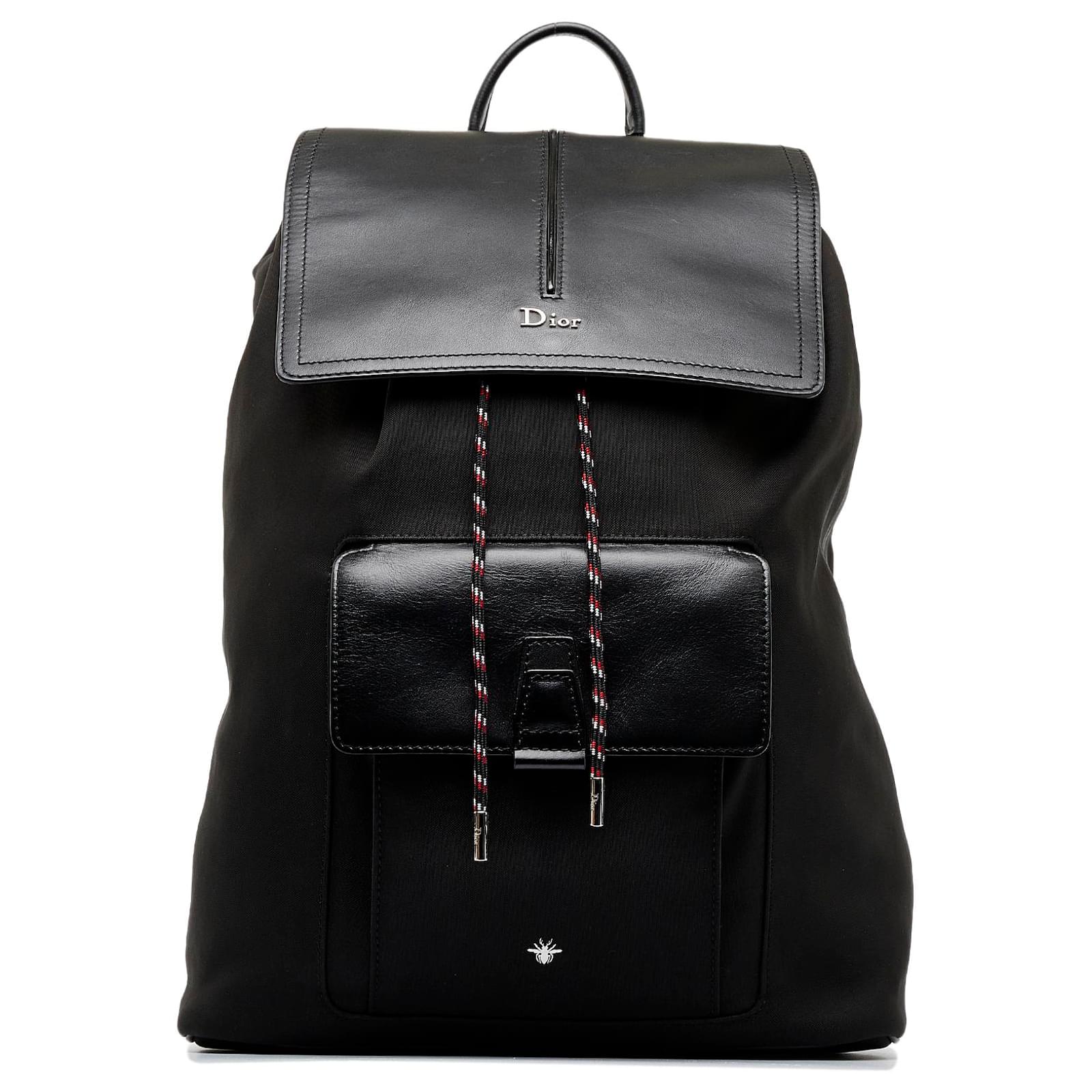 Dior Black Bee Motion Backpack Leather Pony-style calfskin
