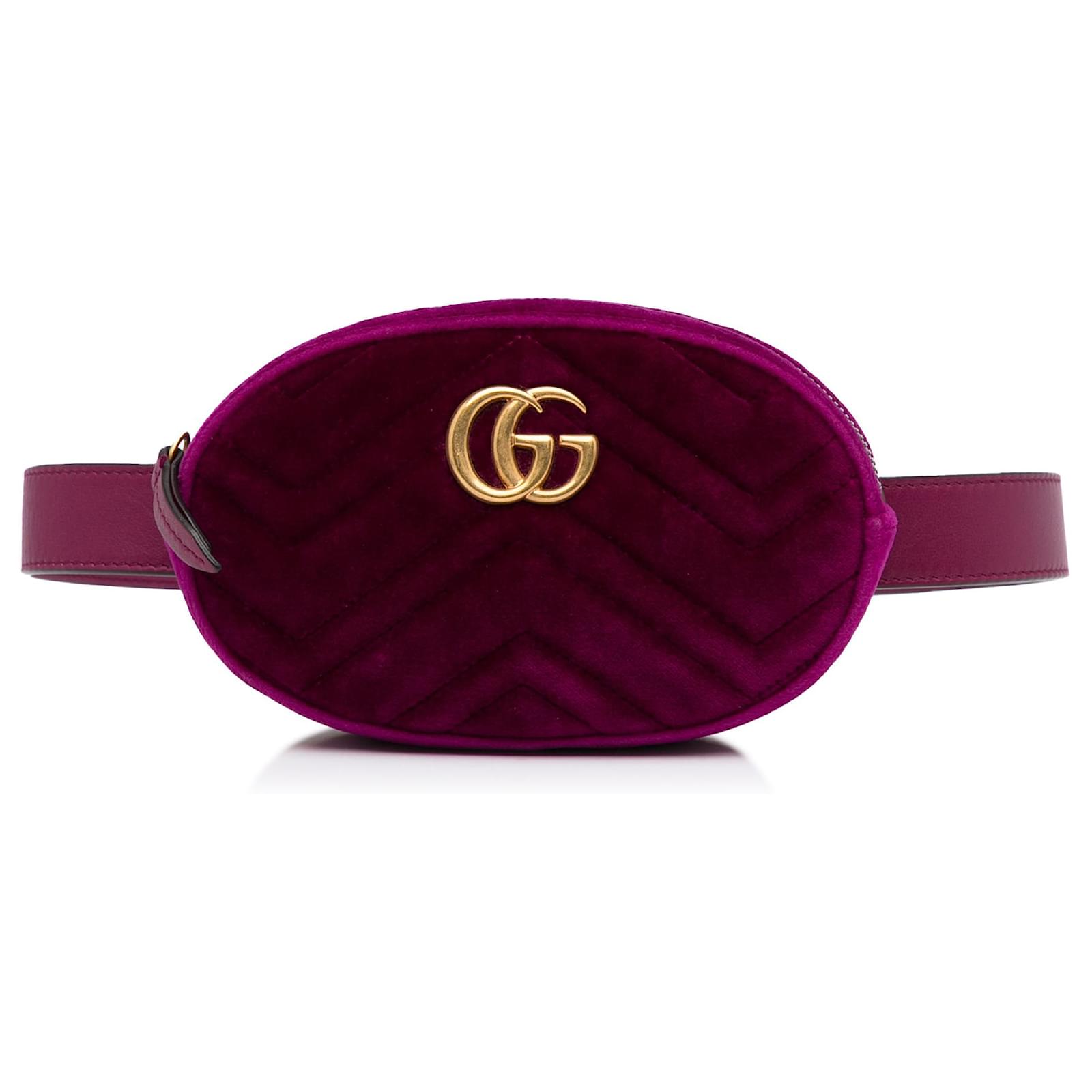 Gucci Drops Fuchsia Velvet Marmont Shoulder Bag