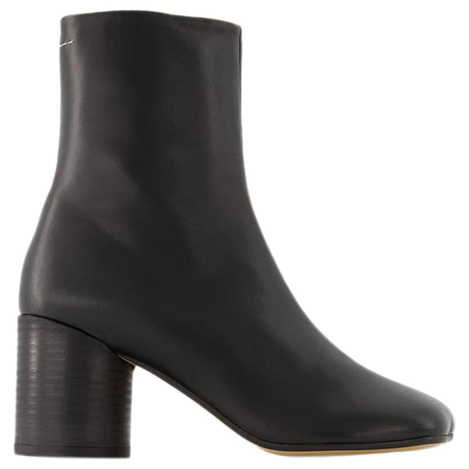 Maison Martin Margiela 6 Anatomic 75 Ankle Boots - MM6 Maison Margiela -  Leather - Black ref.967134 - Joli Closet