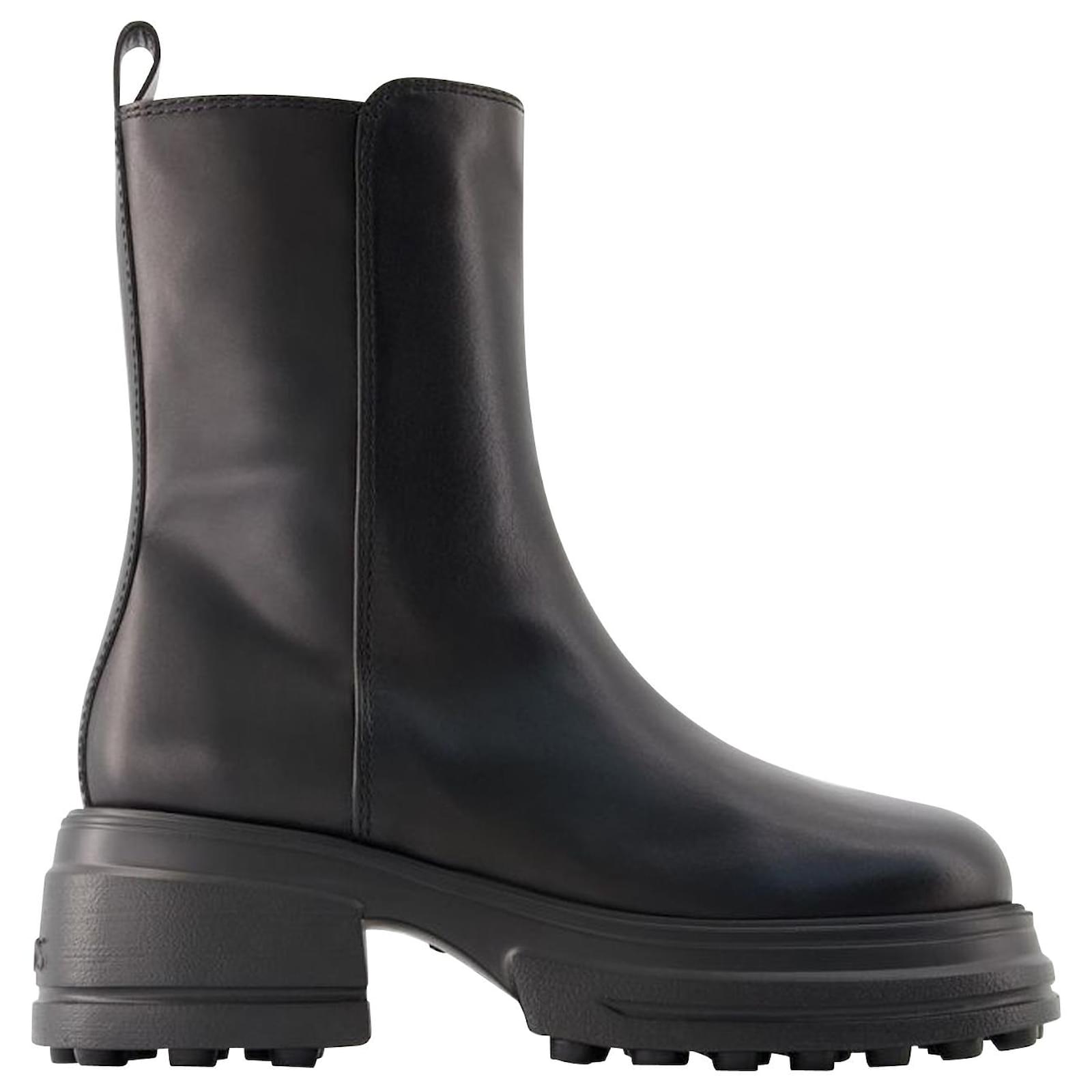 Gomma Tronchetto Boots - Tod's - Leather - Black ref.967295 - Joli Closet
