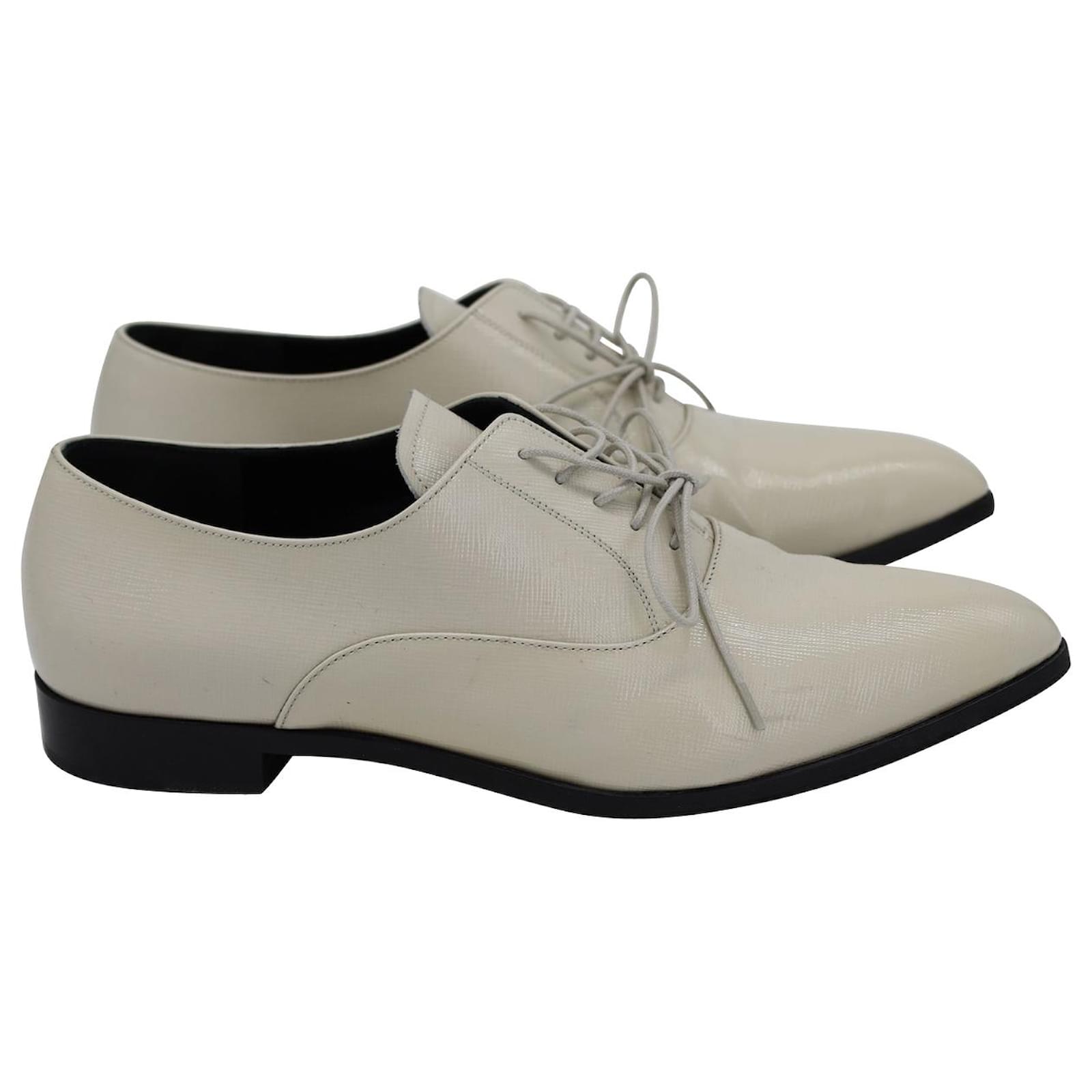 Prada Calzature Donna Lace Up Shoes in White Canvas Cloth ref