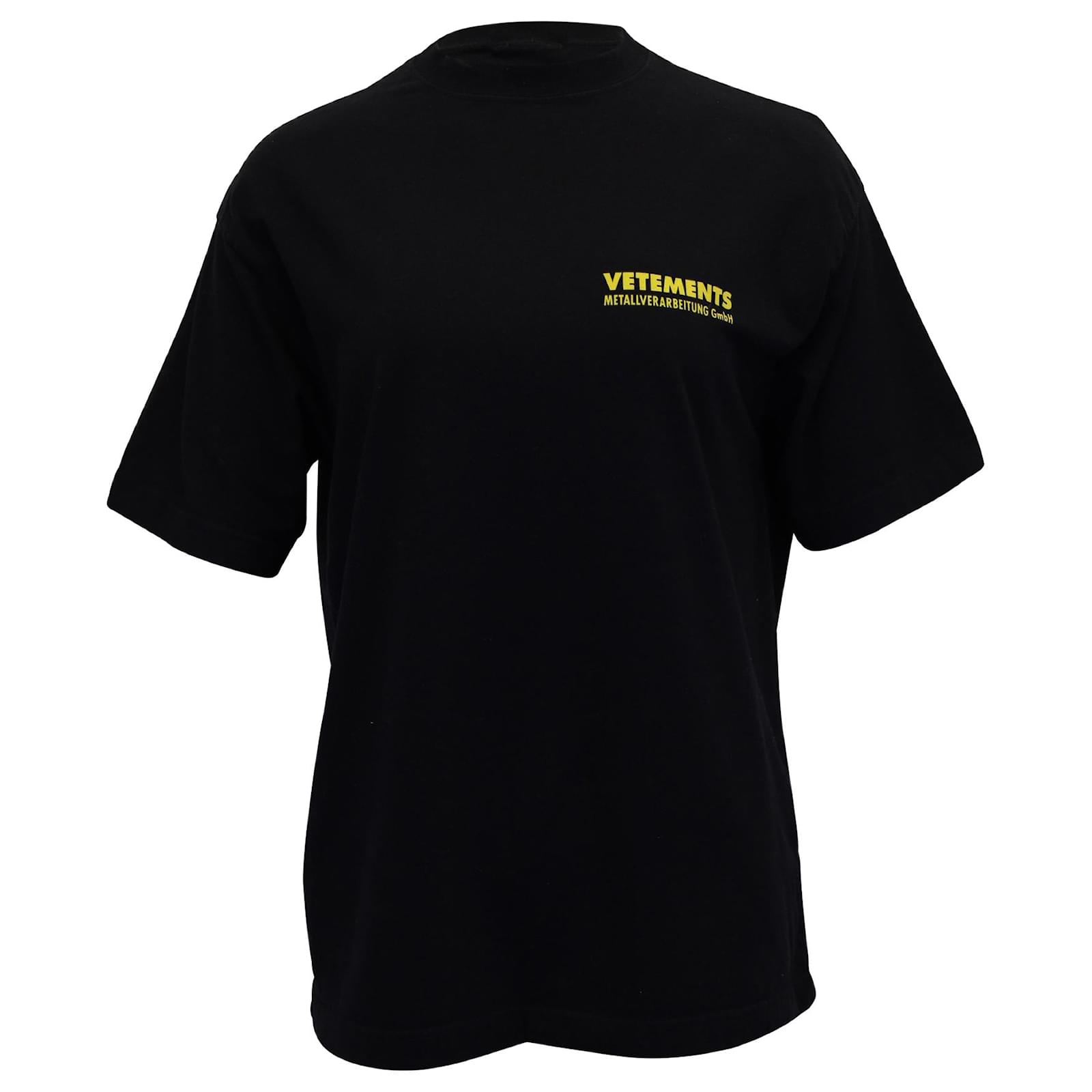 Vetements-T-Shirt mit Logo-Print aus schwarzer Baumwolle