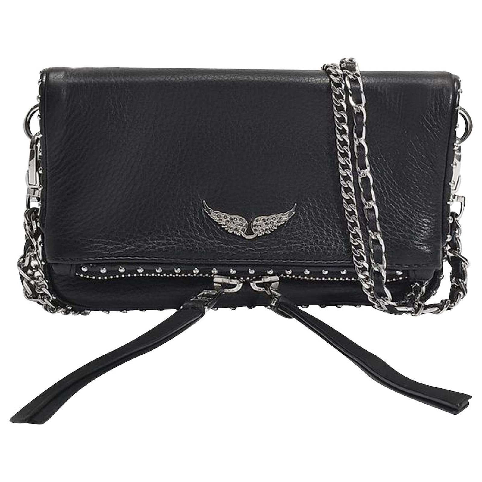 Zadig & Voltaire Rock Nano Bag in Black Grained Leather Pony-style ...
