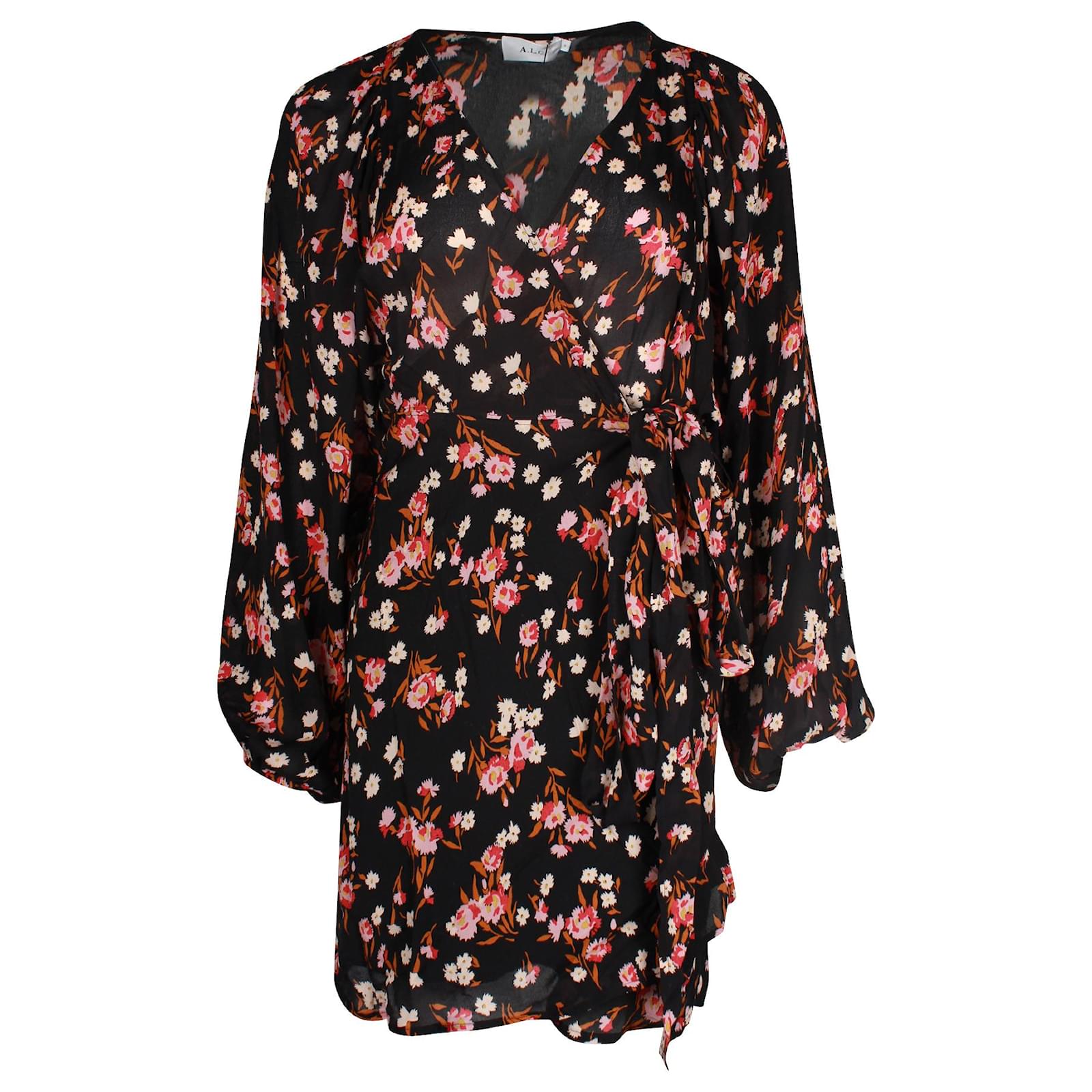 a.l.C. Floral Print Mini Dress in Black Silk ref.JC967340 (Sold) - Joli  Closet