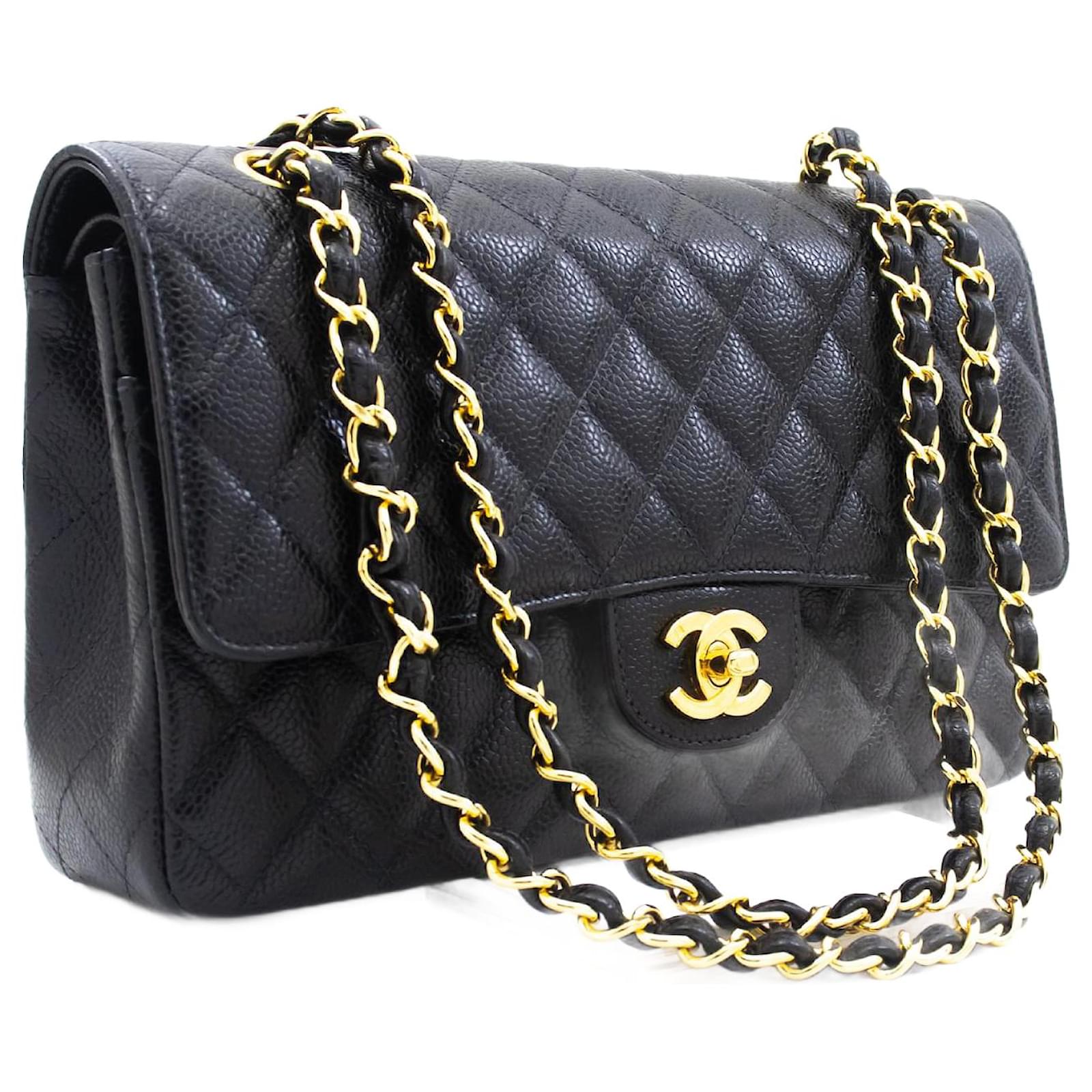 CHANEL Classic lined Flap Medium Chain Shoulder Bag Black Quilted