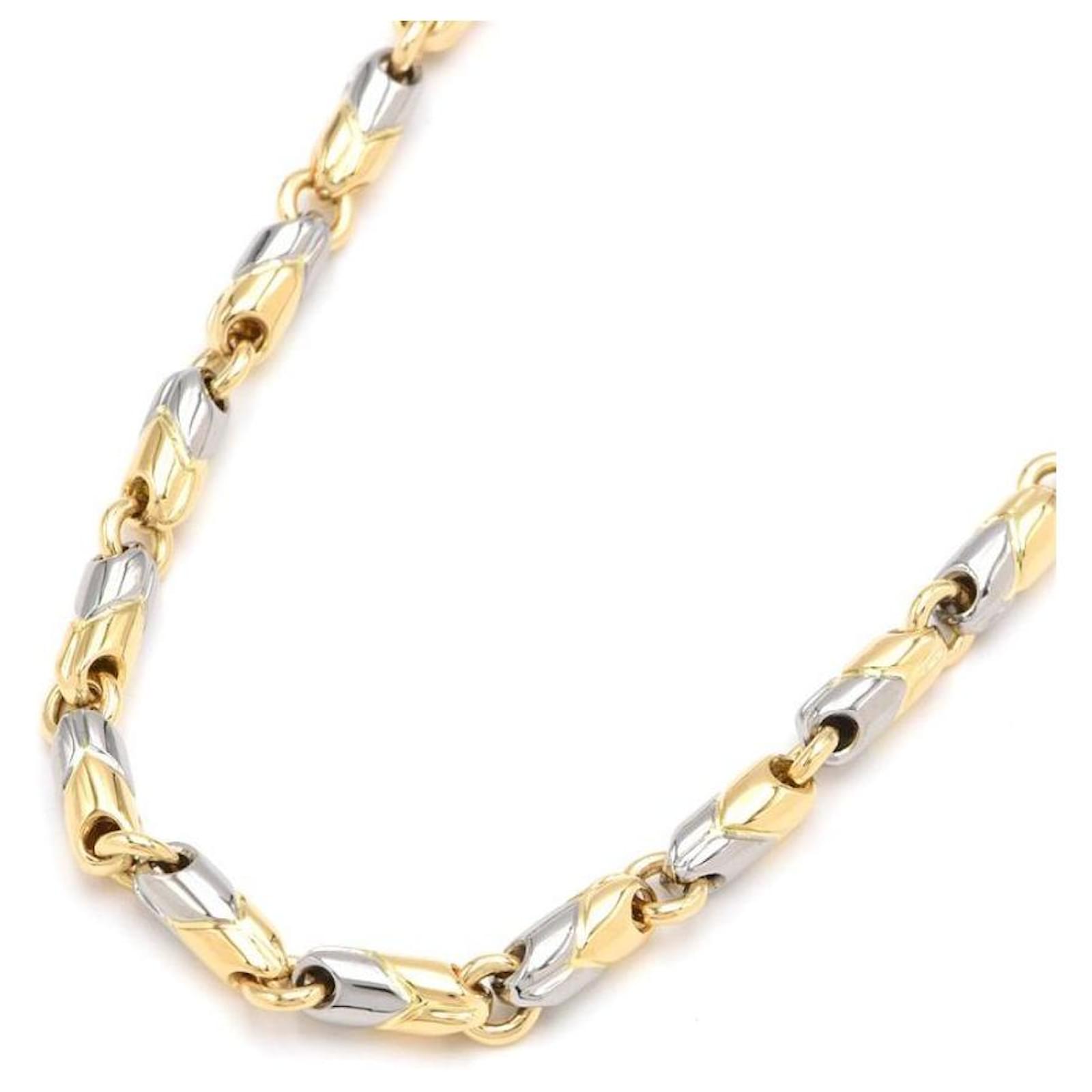 * Bvlgari Passo Doppio Necklace K18YG SS Finished Necklace Chain Yellow  Gold Stainless Steel Mirror Finish