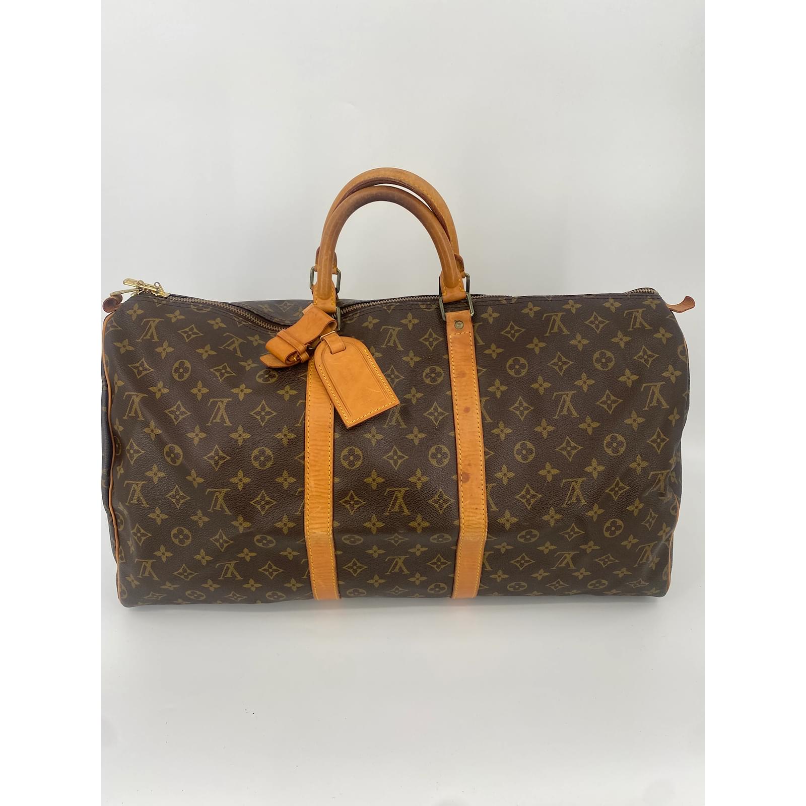 Brown Coated Canvas Louis Vuitton Keepall 60 Cloth ref.967651 - Joli Closet