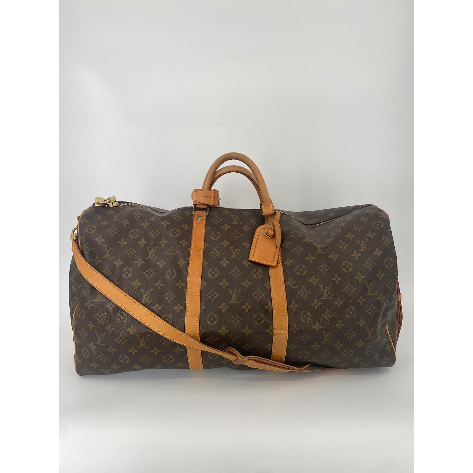 LOUIS VUITTON Donna Keepall 55 Bandouliere in Tela in Marrone